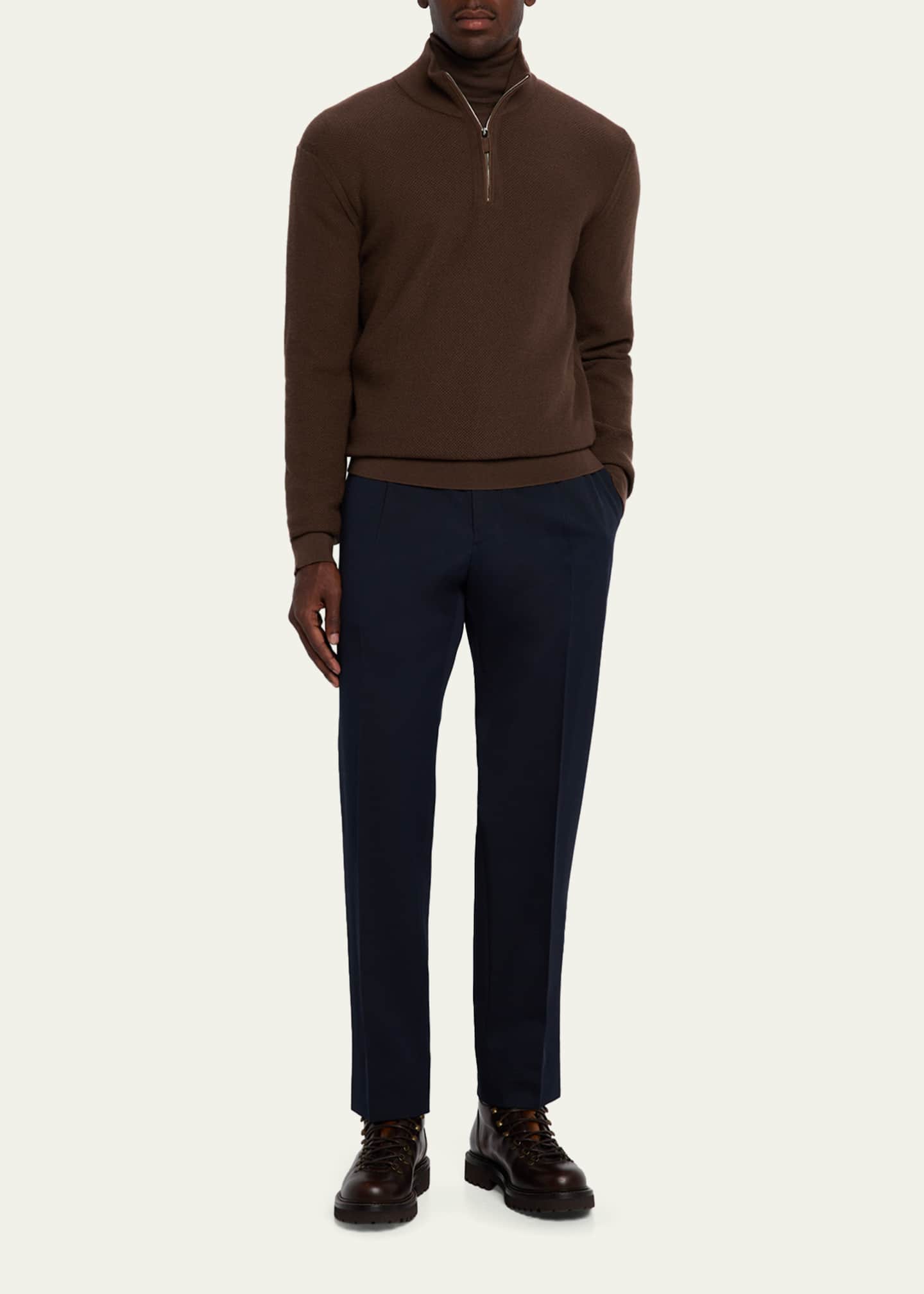 ZEGNA Men's Cashmere Waffle-Knit Quarter-Zip Sweater - Bergdorf