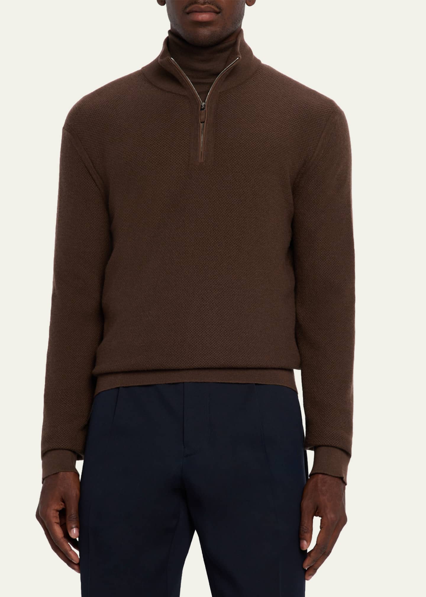 ZEGNA Men's Cashmere Waffle-Knit Quarter-Zip Sweater - Bergdorf