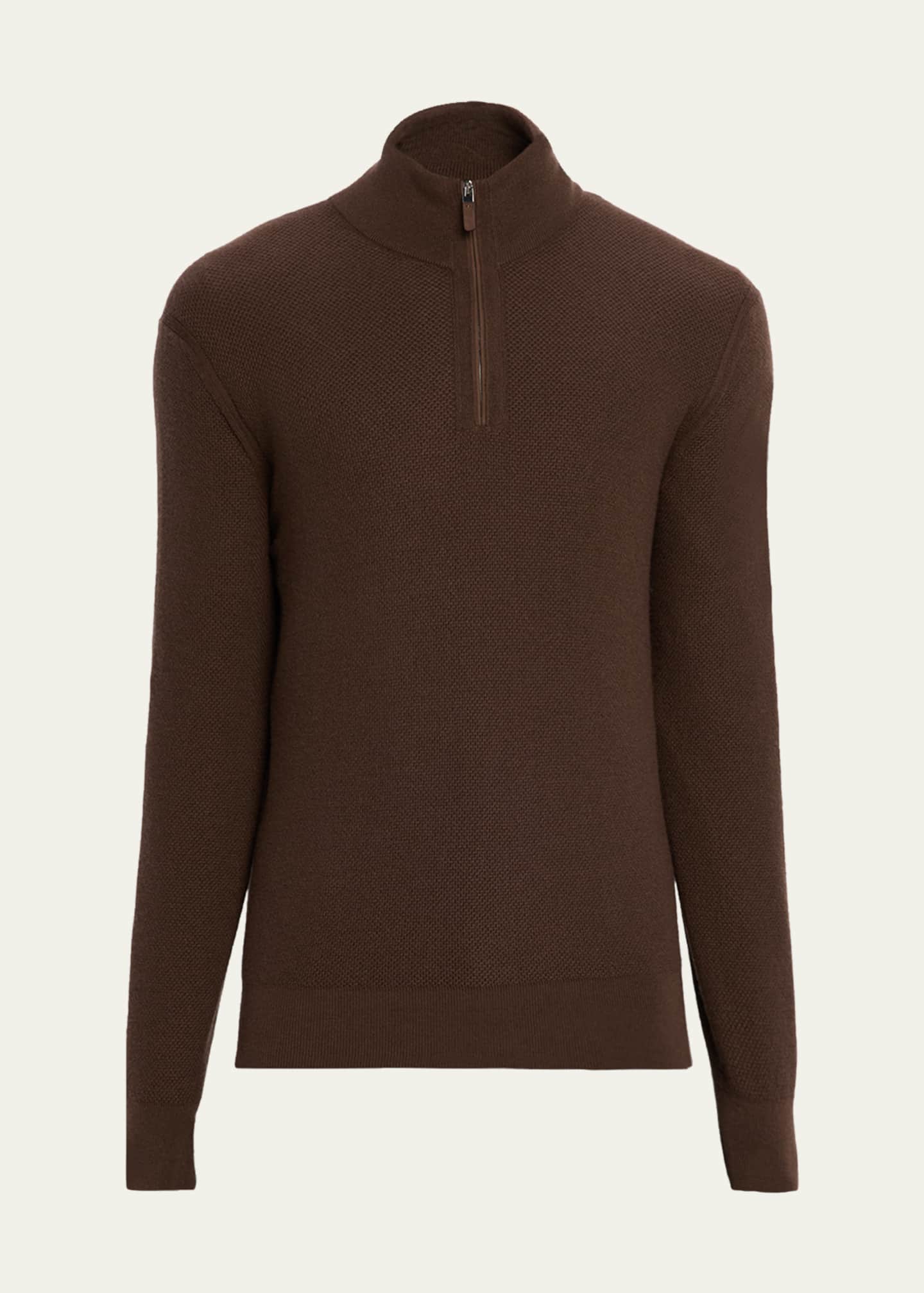 ZEGNA Men's Cashmere Waffle-Knit Quarter-Zip Sweater - Bergdorf