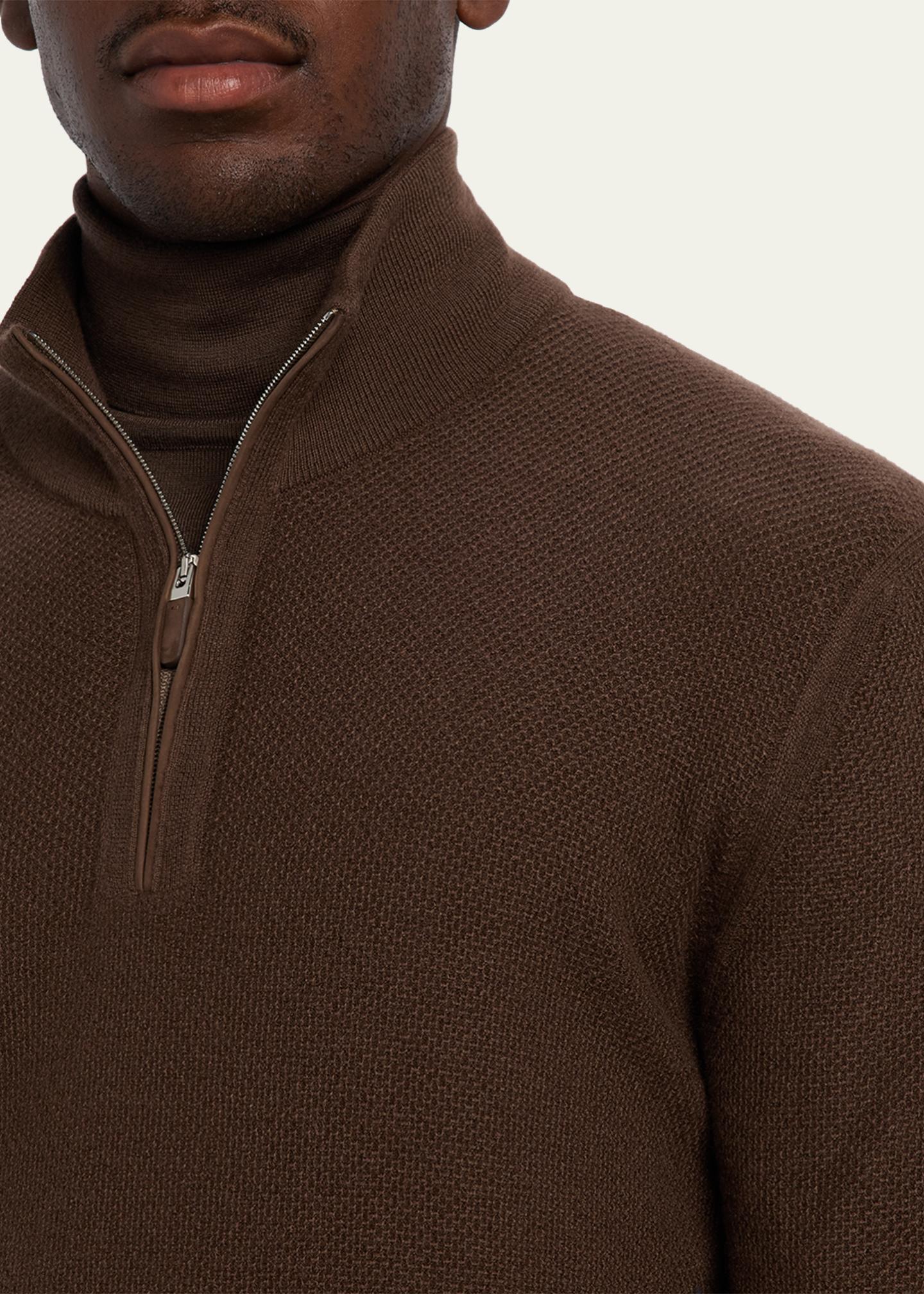 ZEGNA Men's Cashmere Waffle-Knit Quarter-Zip Sweater - Bergdorf