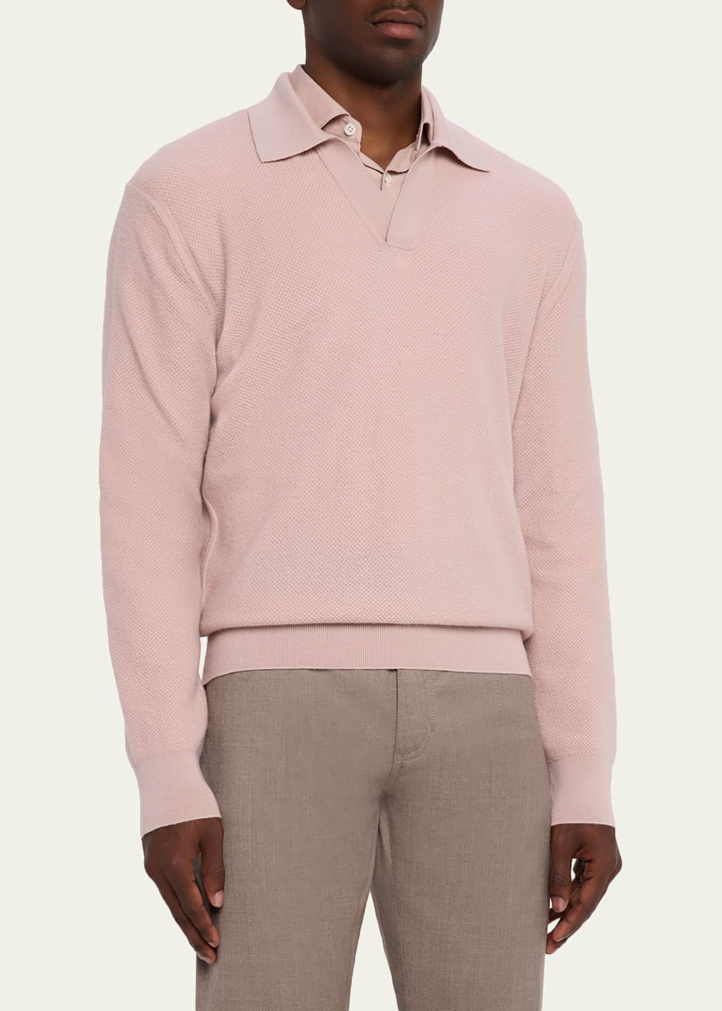 ZEGNA Men's Oasi Cashmere Johnny Collar Polo Sweater - Bergdorf
