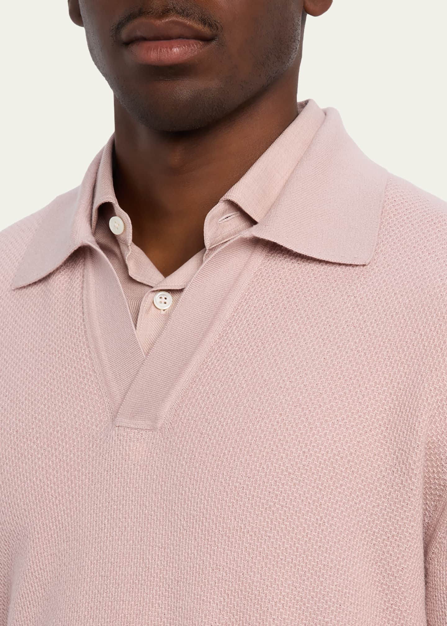 ZEGNA Men's Oasi Cashmere Johnny Collar Polo Sweater - Bergdorf
