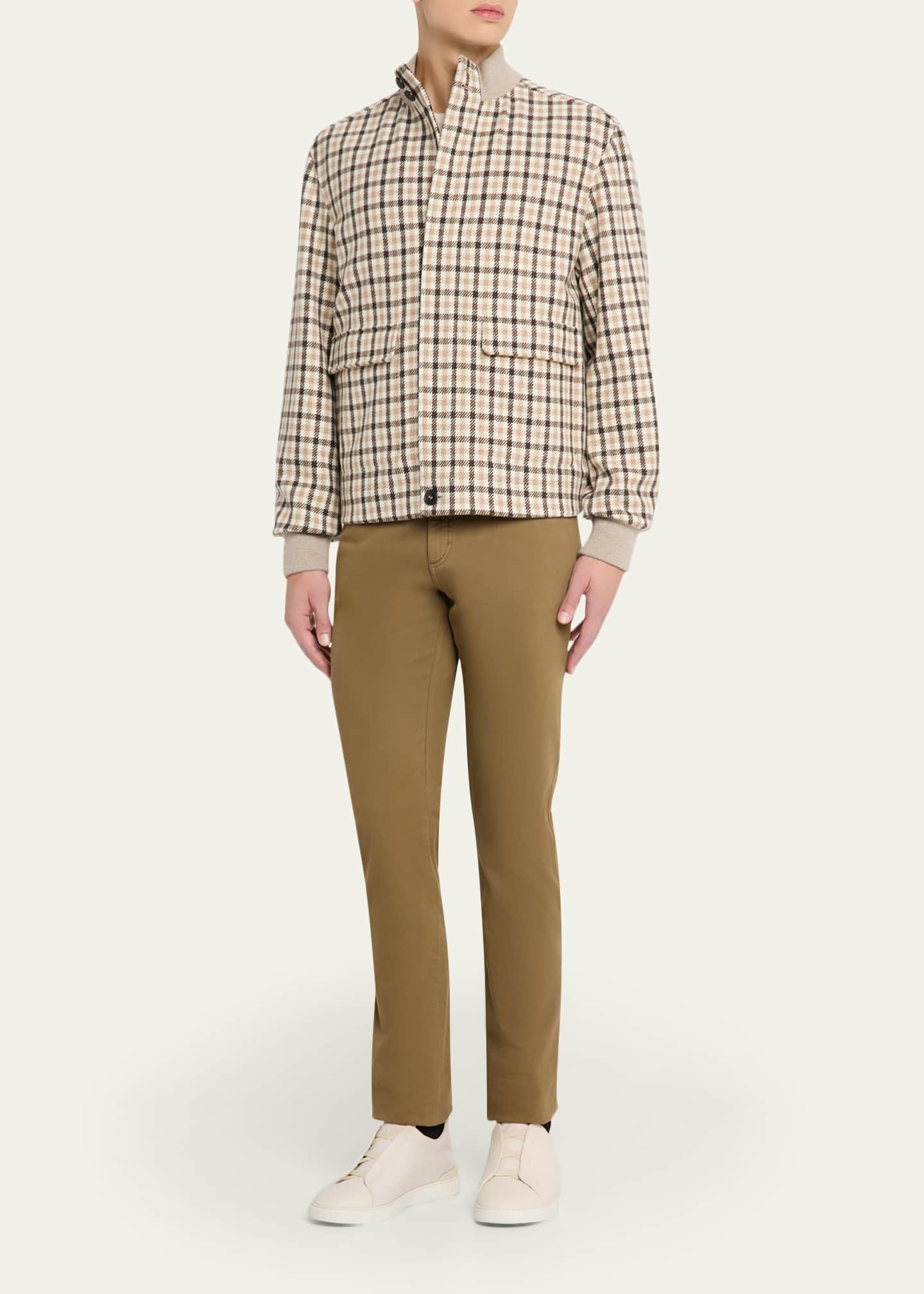 ZEGNA Men's Cashmere Check Hidden-Zip Chore Jacket - Bergdorf Goodman