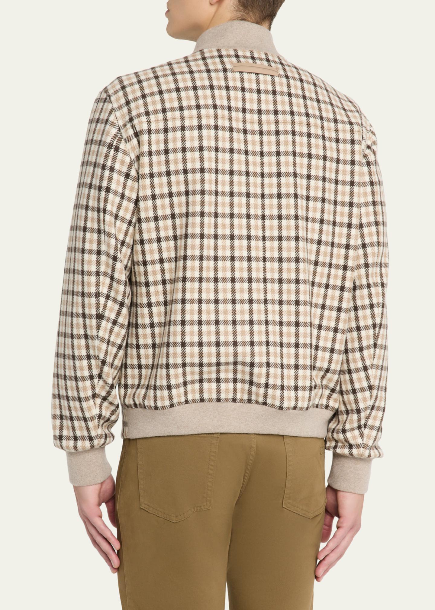 ZEGNA Men's Cashmere Check Hidden-Zip Chore Jacket - Bergdorf Goodman