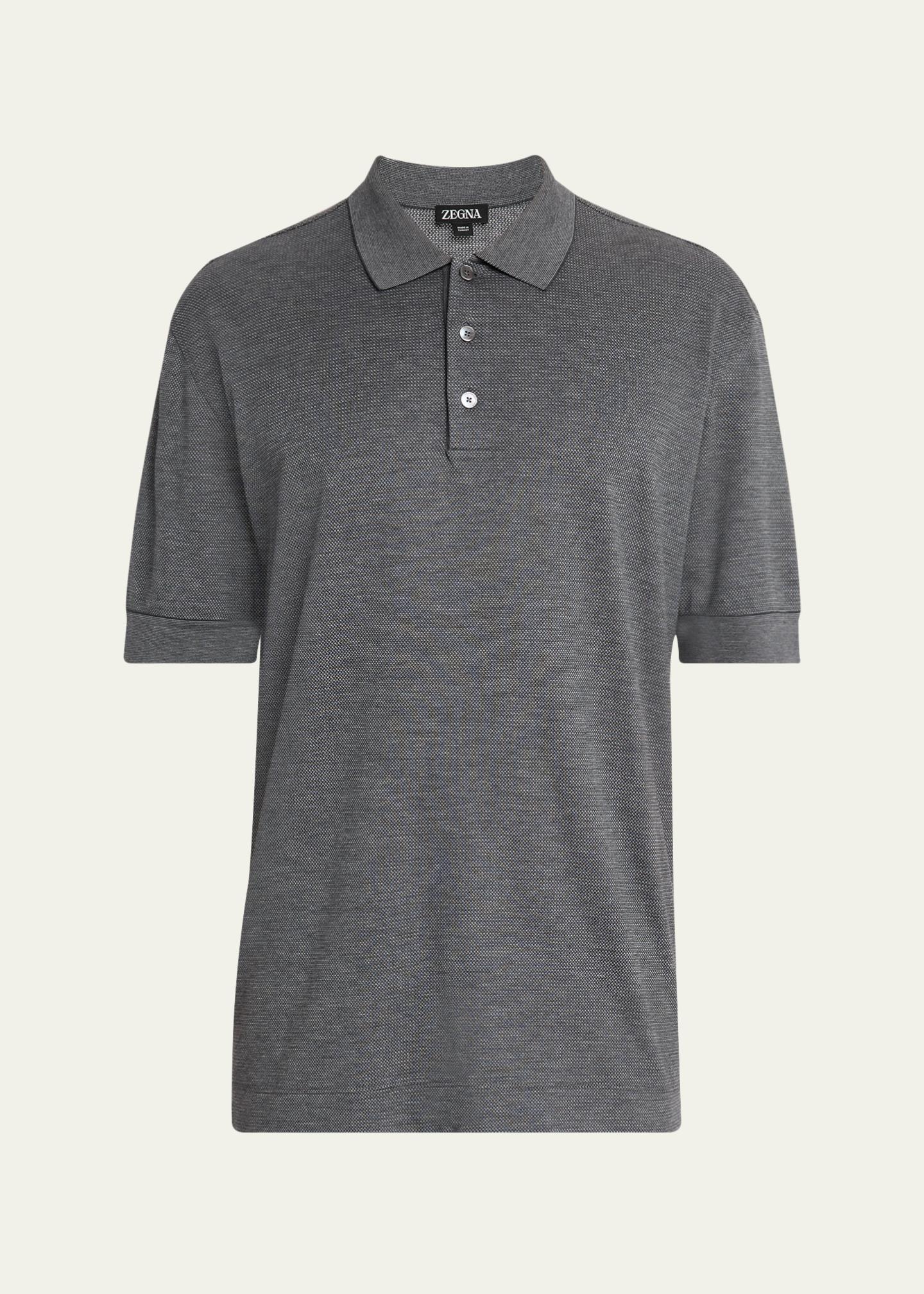 ZEGNA Men's Cotton and Silk Tipped Polo Shirt - Bergdorf Goodman