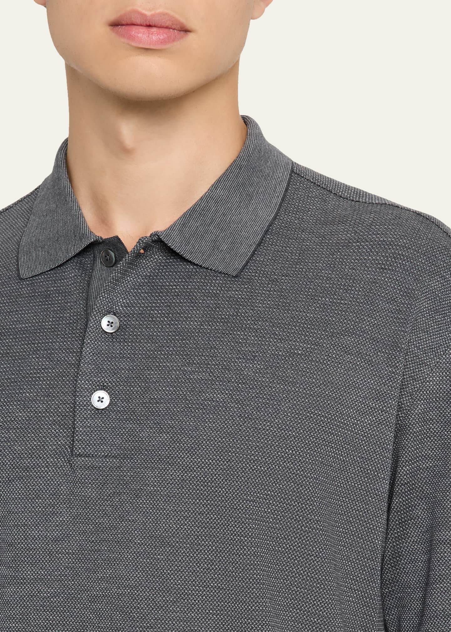 ZEGNA Men's Cotton and Silk Tipped Polo Shirt - Bergdorf Goodman