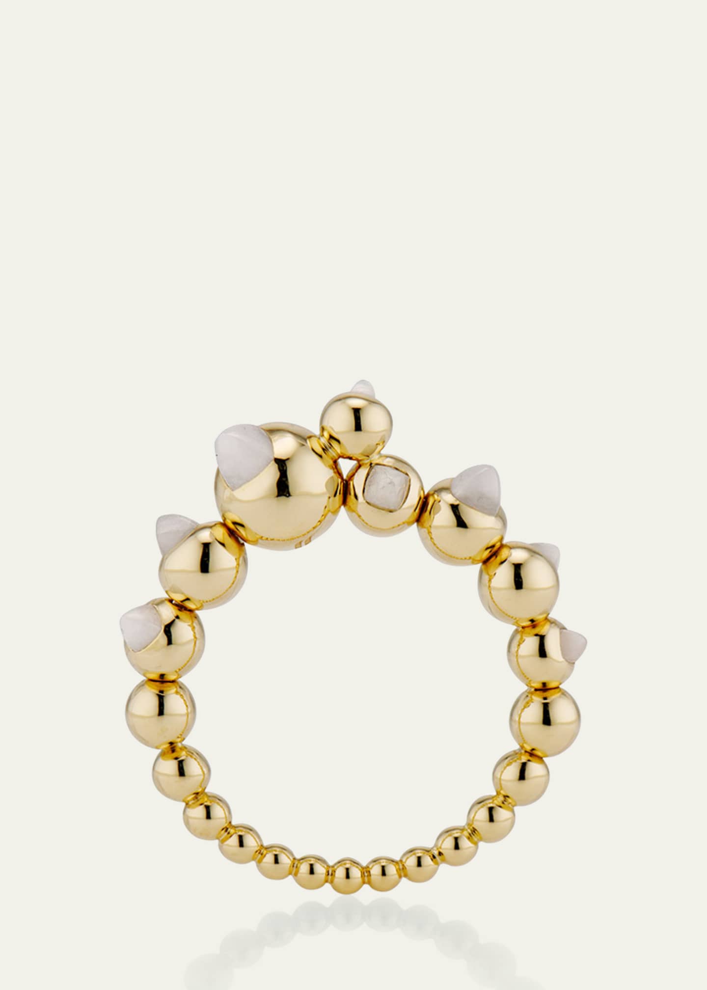JV INSARDI 18K Yellow Gold Mini Sugarloaf Ring with Milky Moonstone ...