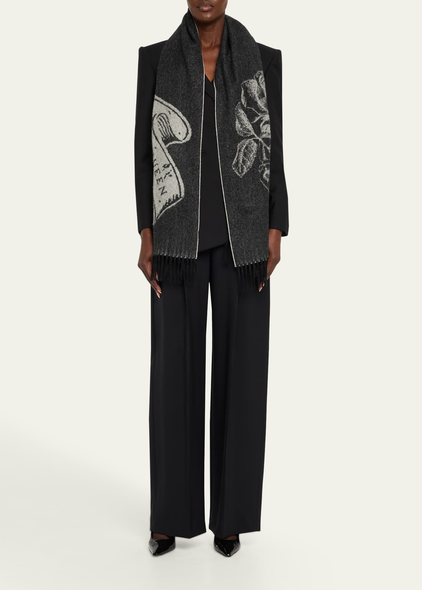 McQueen Cashmere & Wool Tattoo Scarf Image 2 of 3