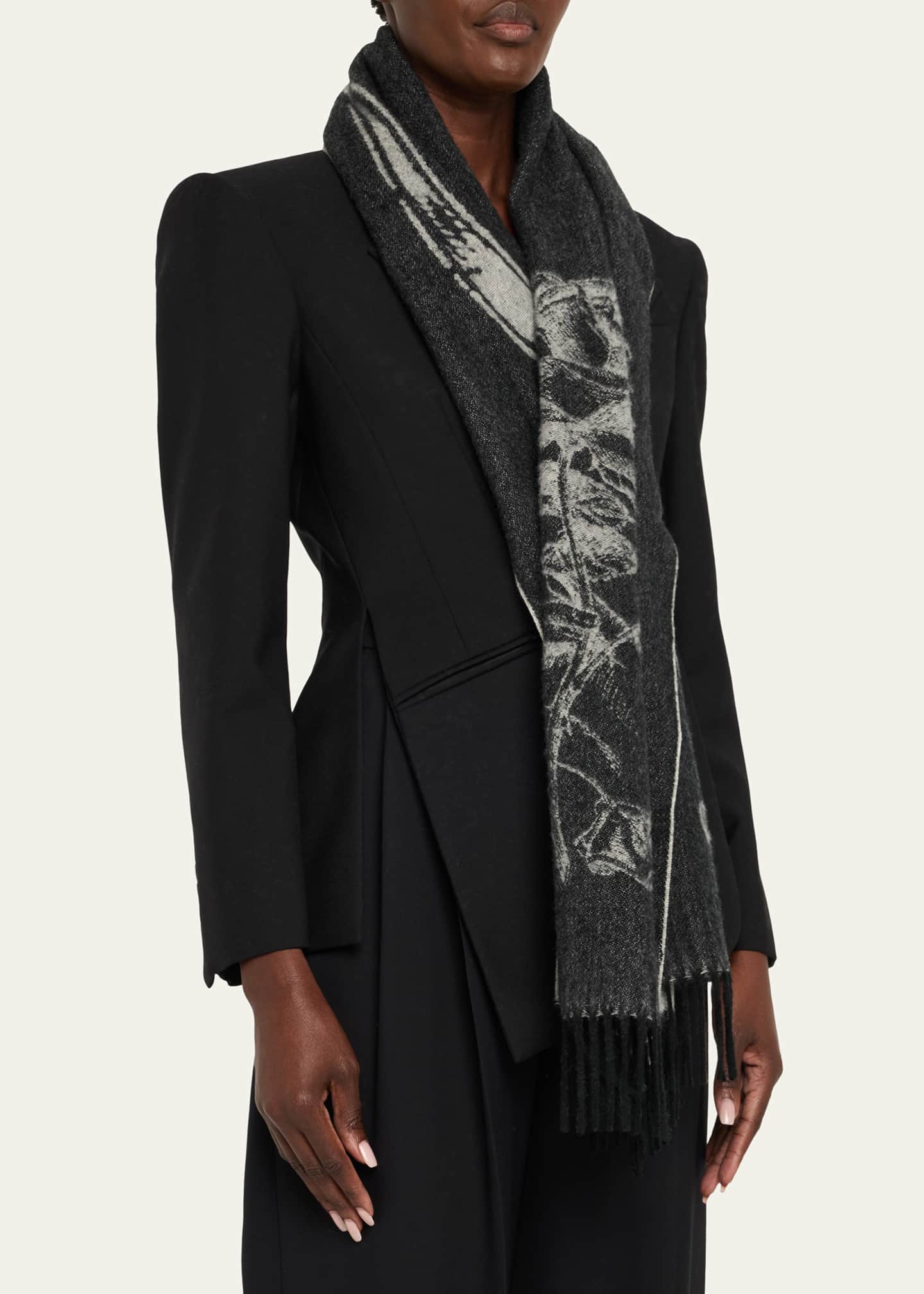 McQueen Cashmere & Wool Tattoo Scarf Image 3 of 3