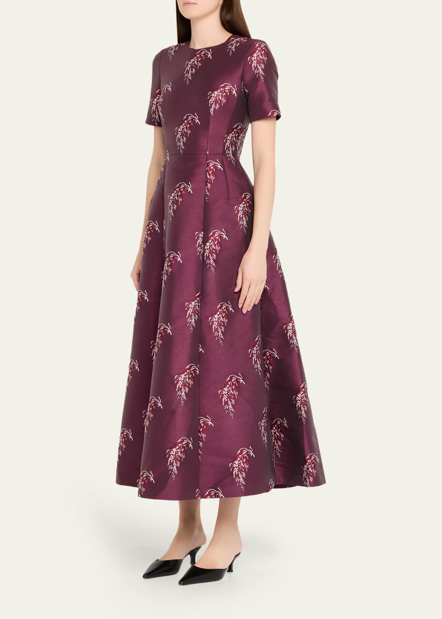 elegance dresses Shadow Rose Jacquard Sleeveless Fit & Flare Dress w/ Bias Trim main image 1