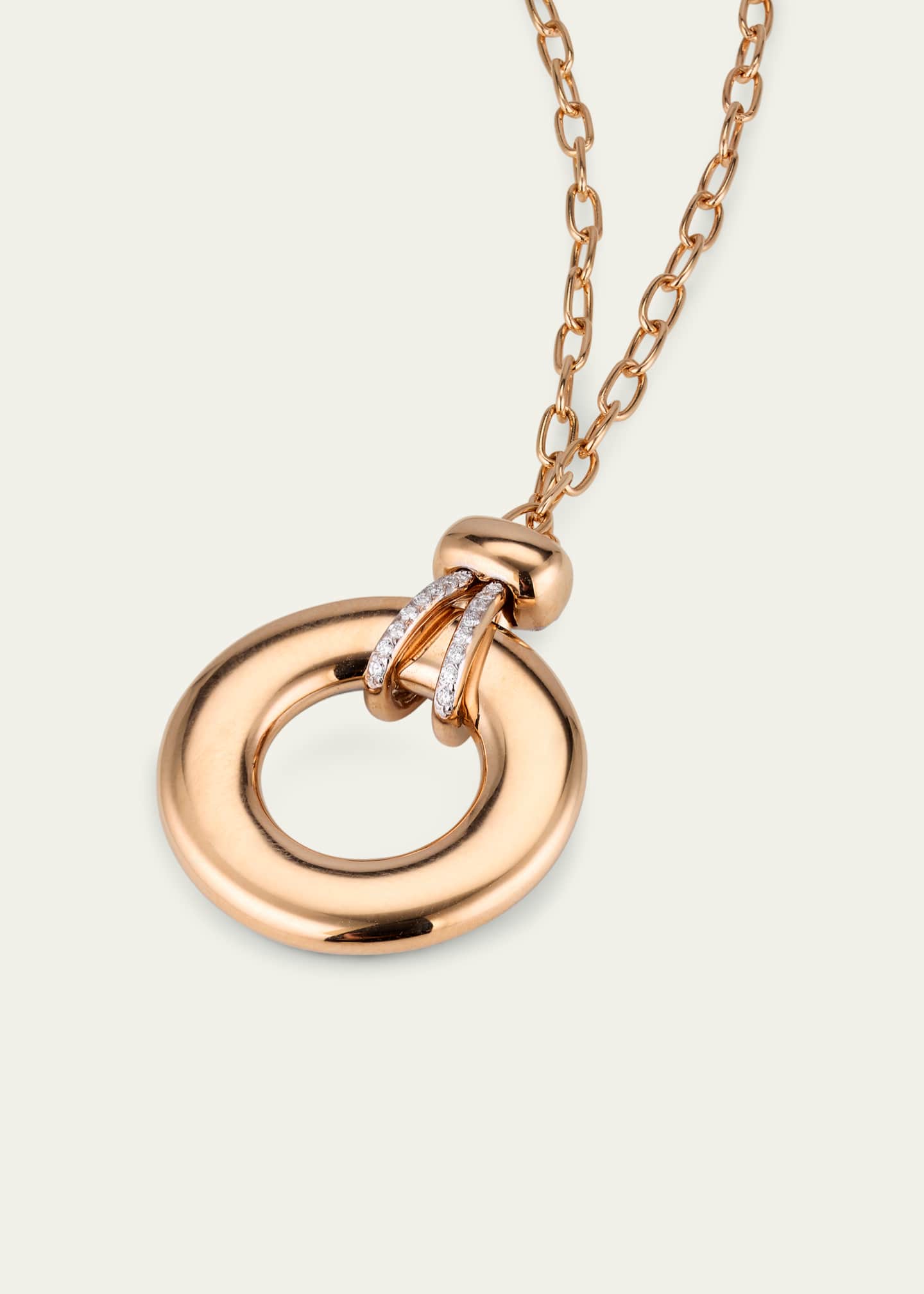 Pomellato Iconica 18K Rose Gold Diamond Pave Donut Pendant Necklace Image 3 of 5
