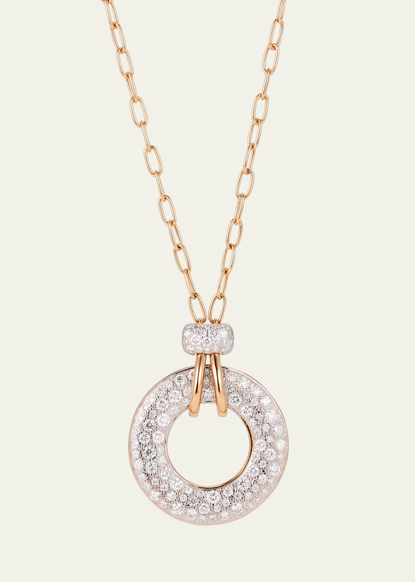 Pomellato Iconica 18K Rose Gold Diamond Pave Donut Pendant Necklace Image 1 of 5