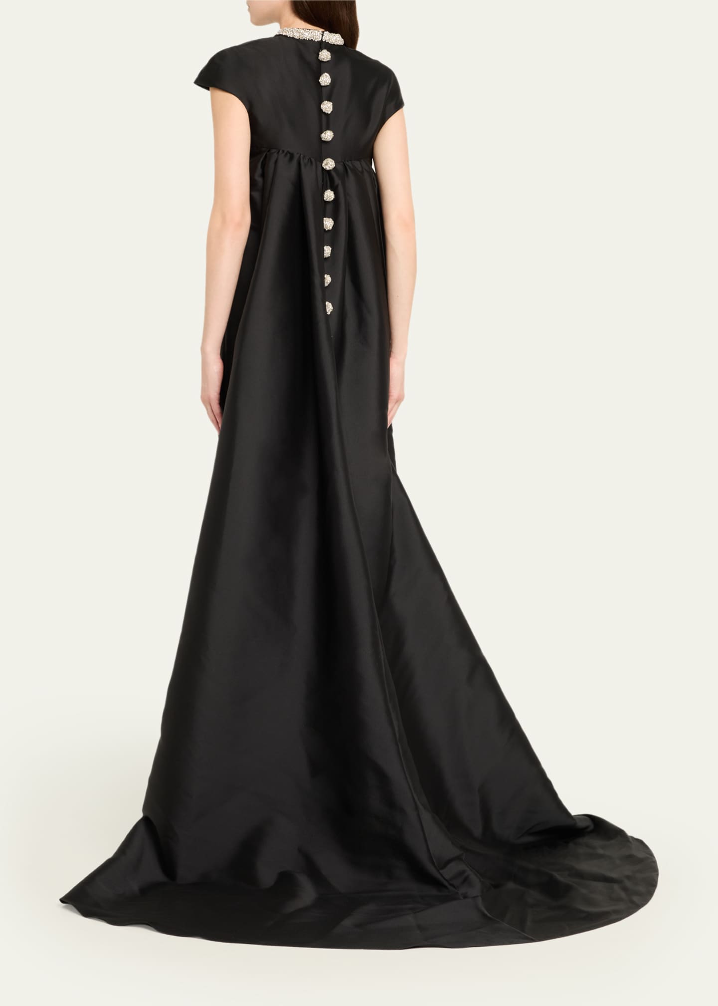 Atelier Prabal Gurung Naomi Crystal Cap-Sleeve Mikado Train Gown Image 3 of 5