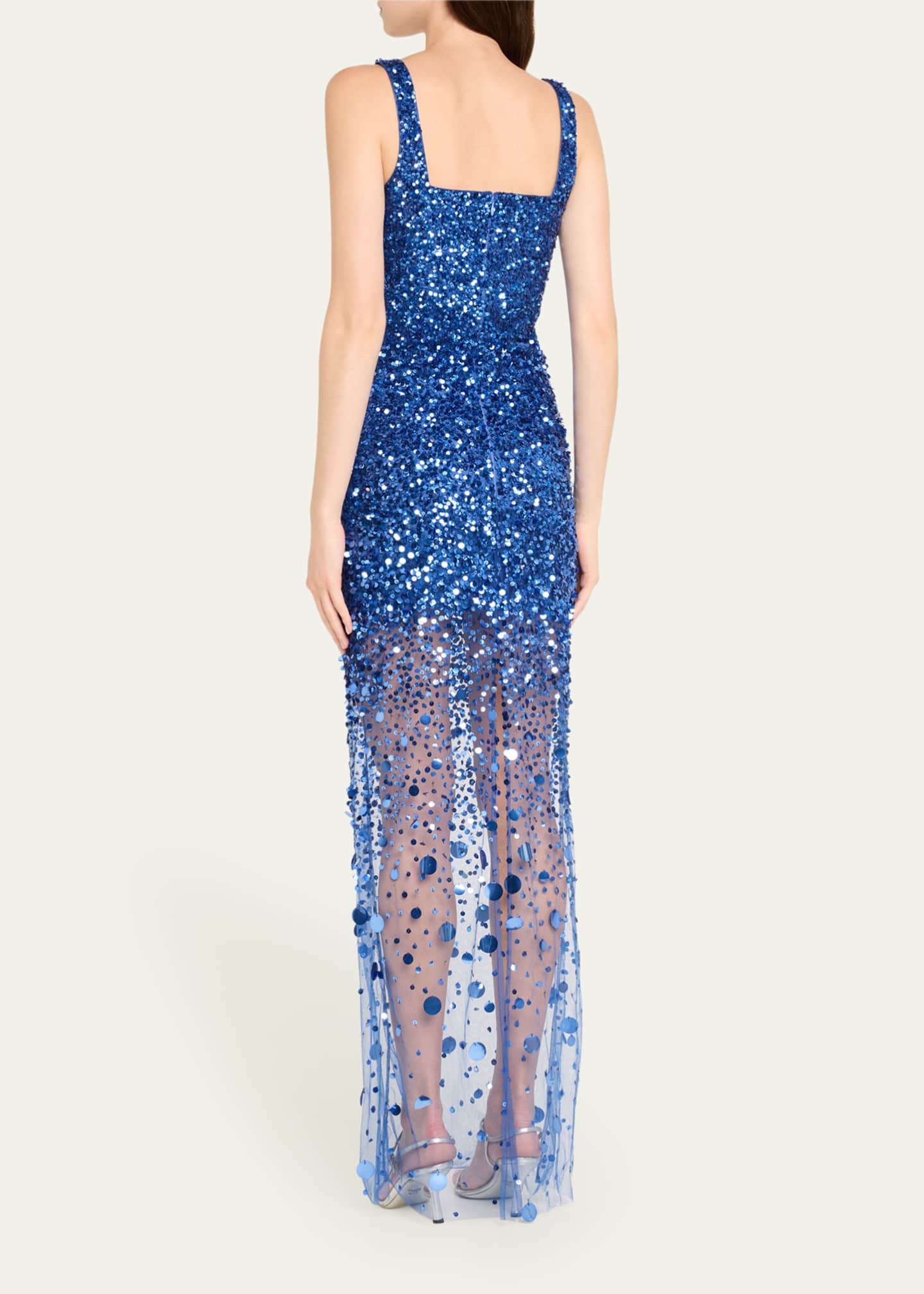 Atelier Prabal Gurung Dakota Square-Neck Degrade Beaded Gown Image 3 of 5