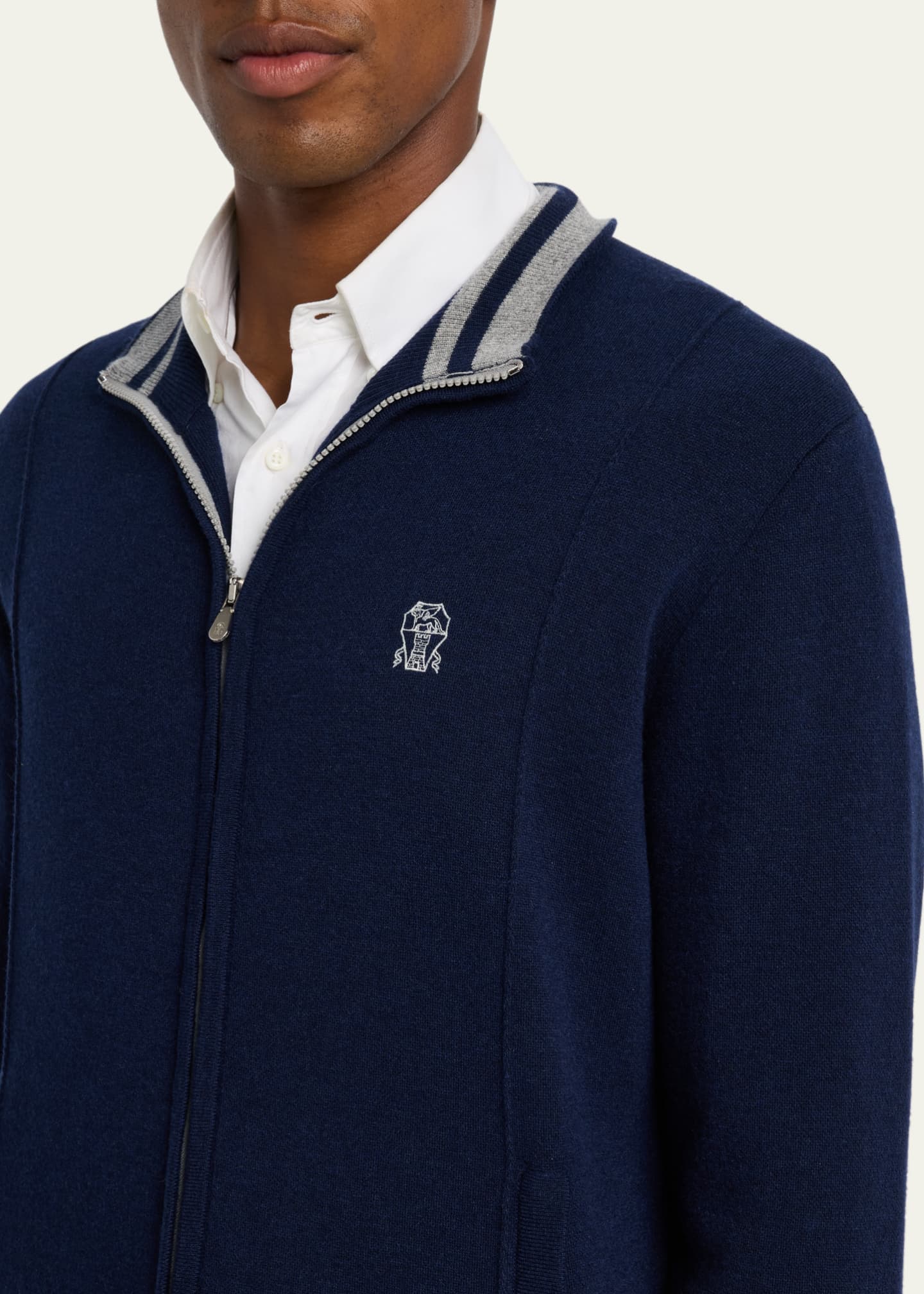 Brunello Cucinelli Men's Cashmere Knit Full-Zip Jacket Image 5 of 5