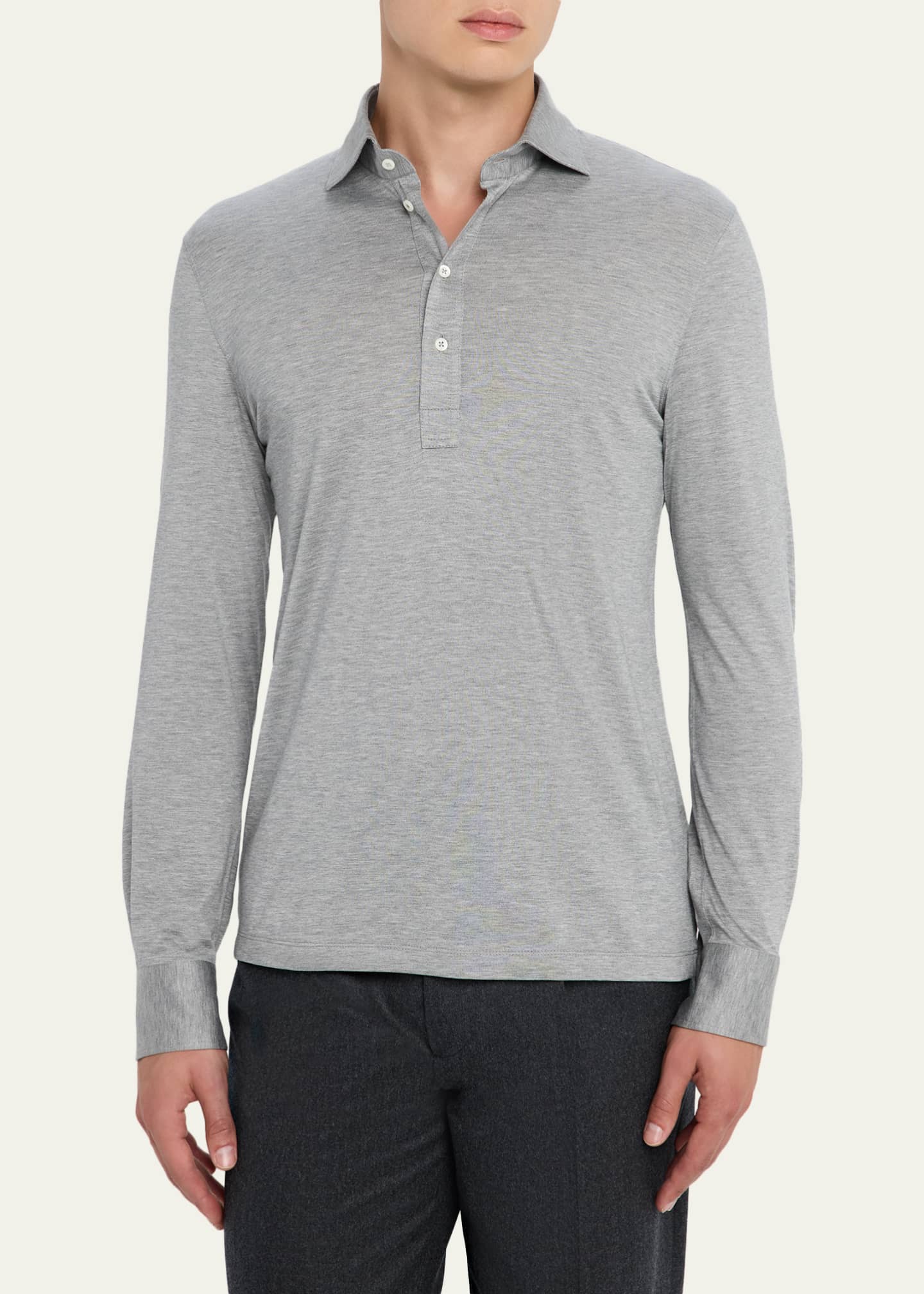 Brunello Cucinelli Men's Silk and Cotton Jersey Long-Sleeve