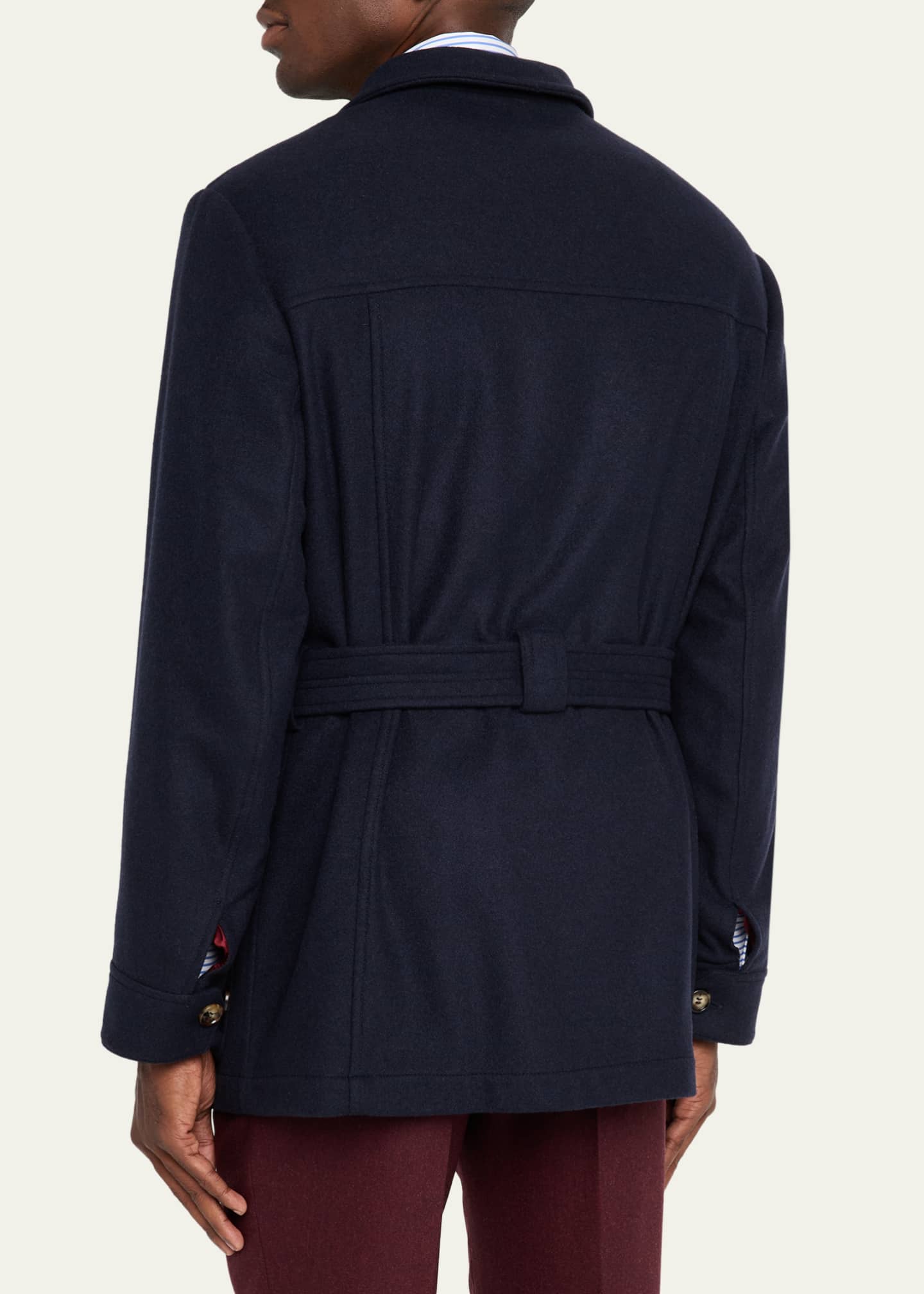 Brunello Cucinelli Men's Cashmere Belted Utility Coat Image 3 of 5
