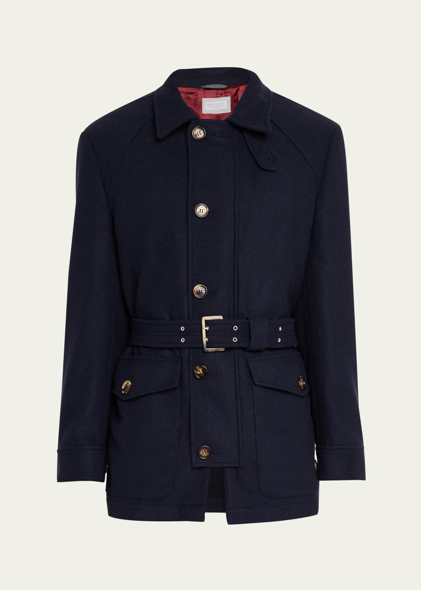 Brunello Cucinelli Men's Cashmere Belted Utility Coat Image 1 of 5