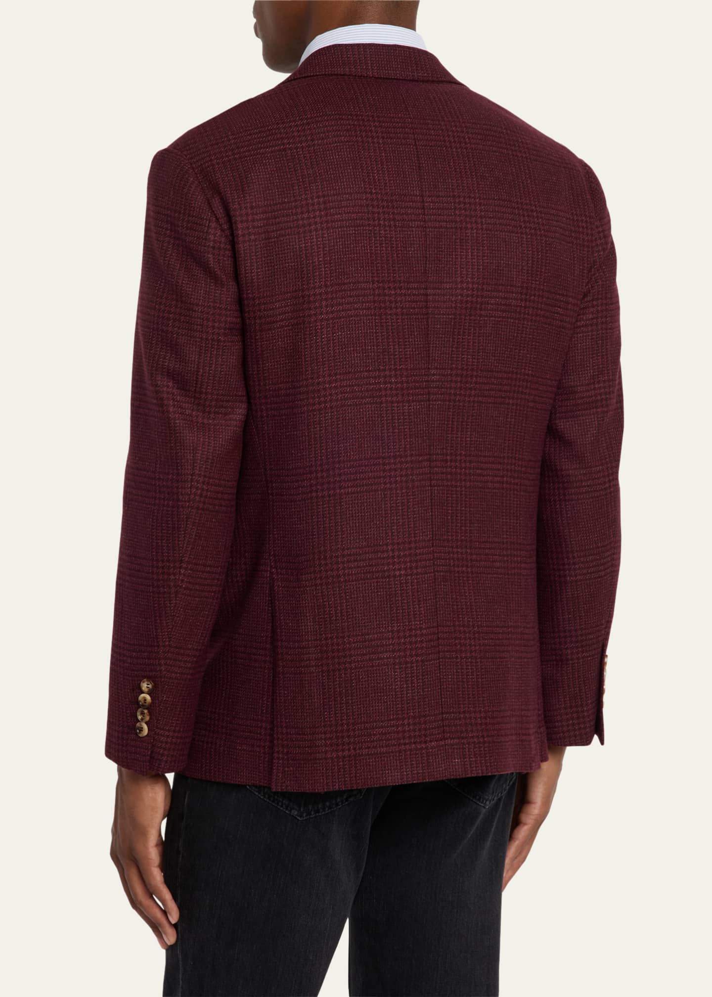 Brunello Cucinelli Men's Prince of Wales Cashmere Jacket Image 3 of 8