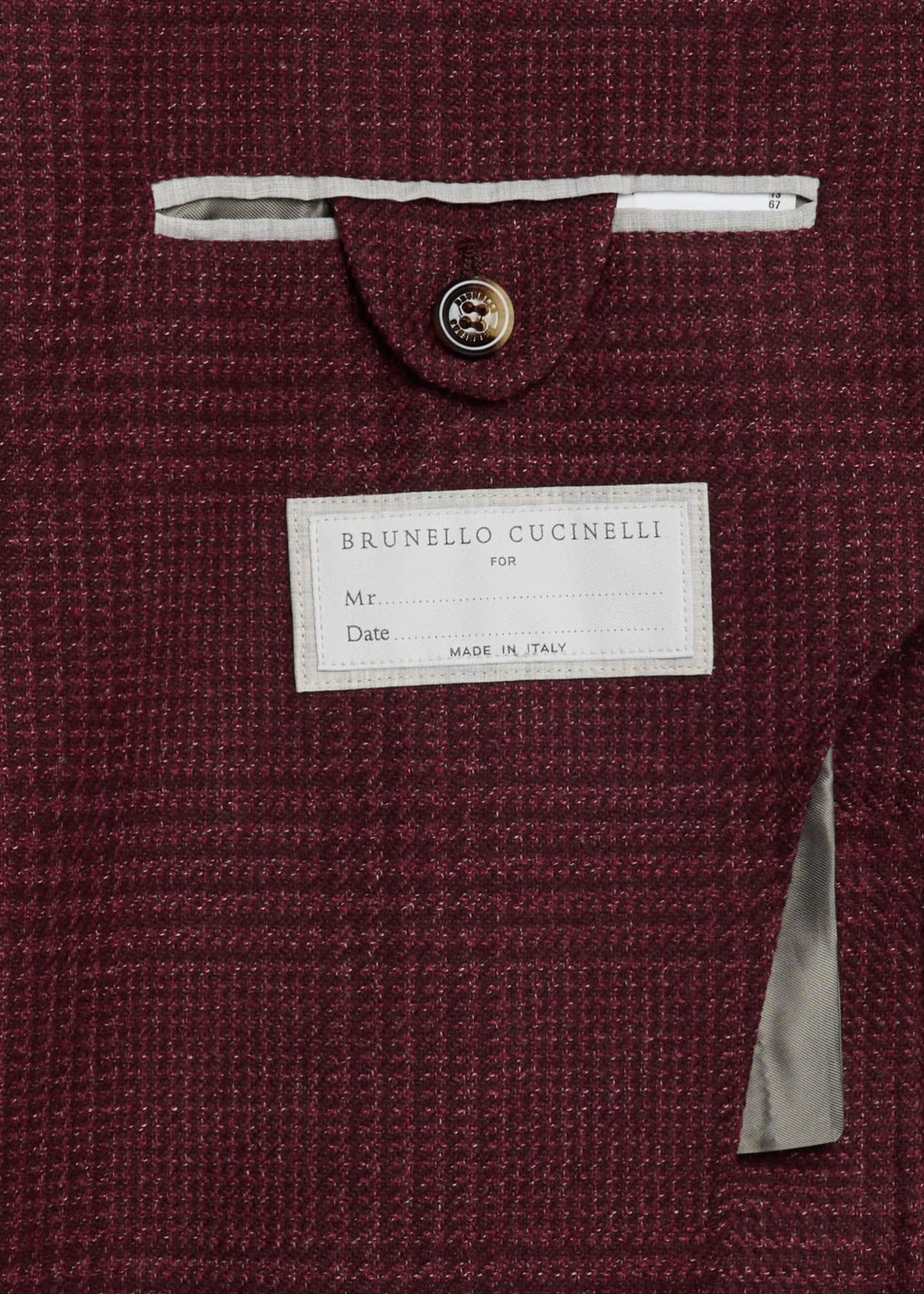 Brunello Cucinelli Men's Prince of Wales Cashmere Jacket Image 6 of 8