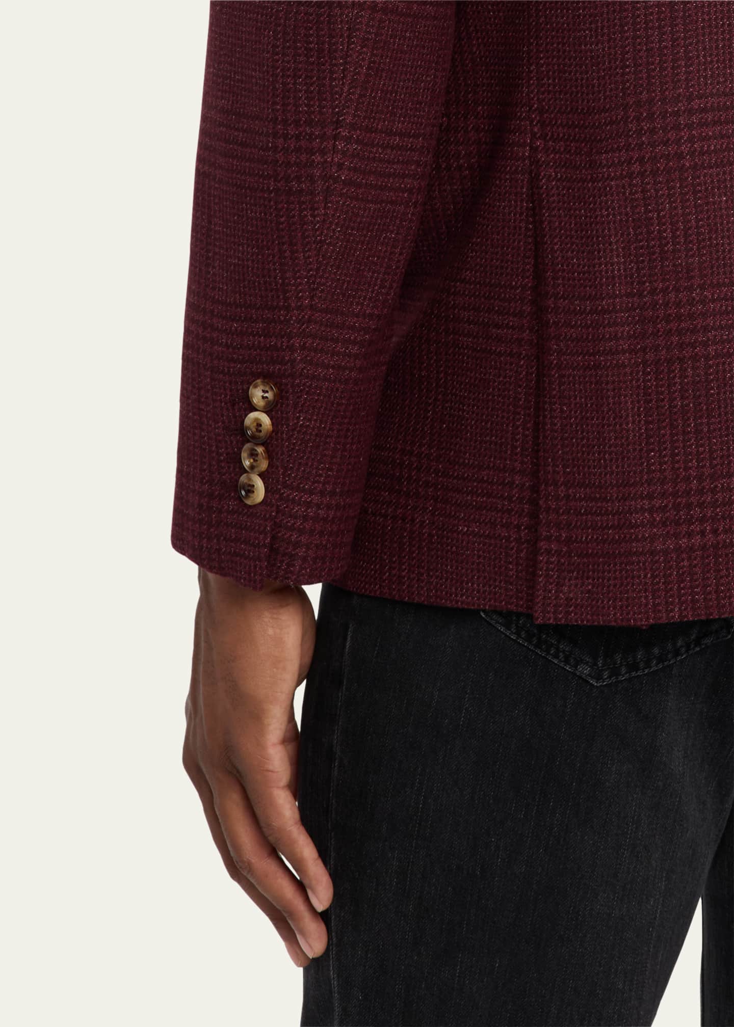 Brunello Cucinelli Men's Prince of Wales Cashmere Jacket Image 8 of 8