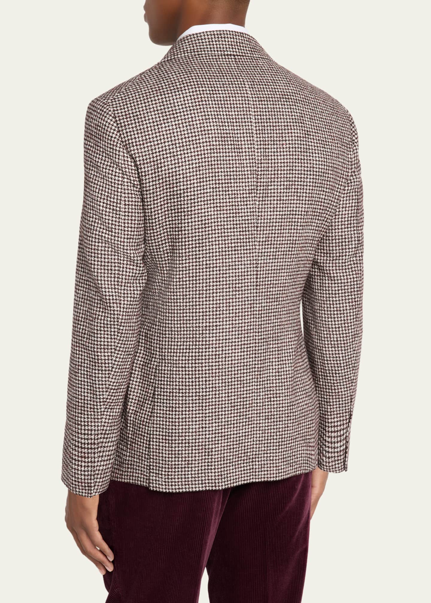 Brunello Cucinelli Men's Alpaca Wool Houndstooth Sport Coat Image 3 of 7