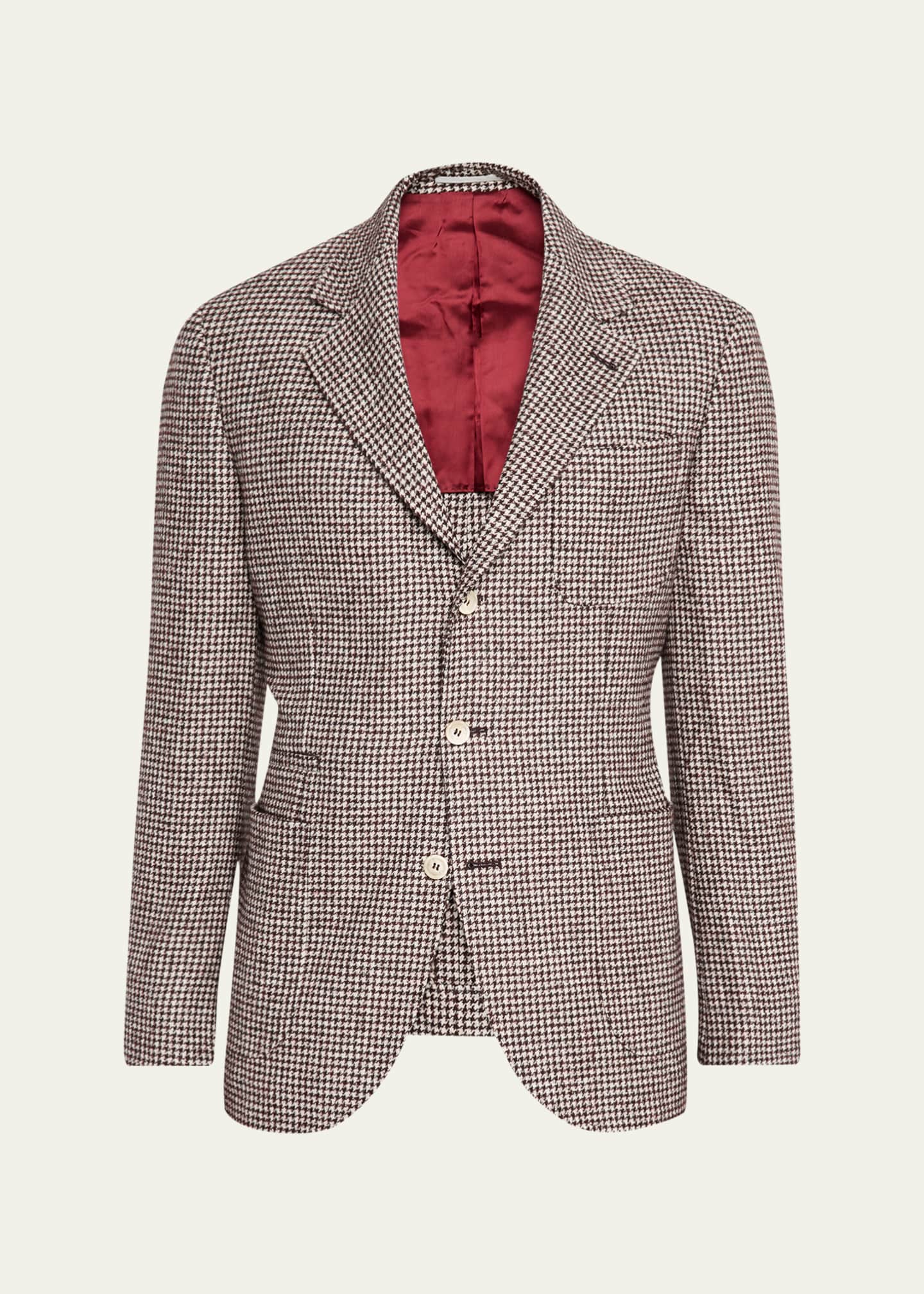 Brunello Cucinelli Men's Alpaca Wool Houndstooth Sport Coat Image 1 of 7