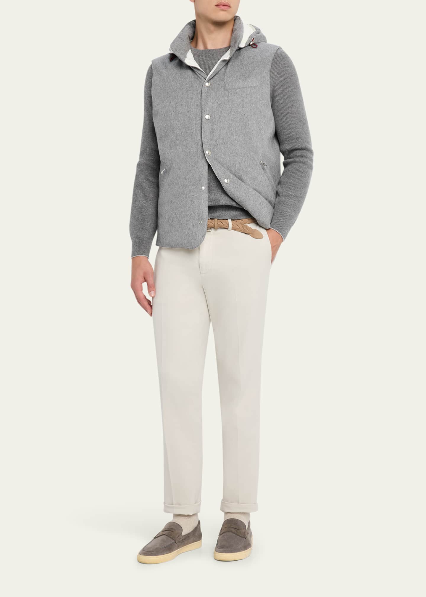 Brunello Cucinelli Men's Cashmere English Rib Crewneck Sweater