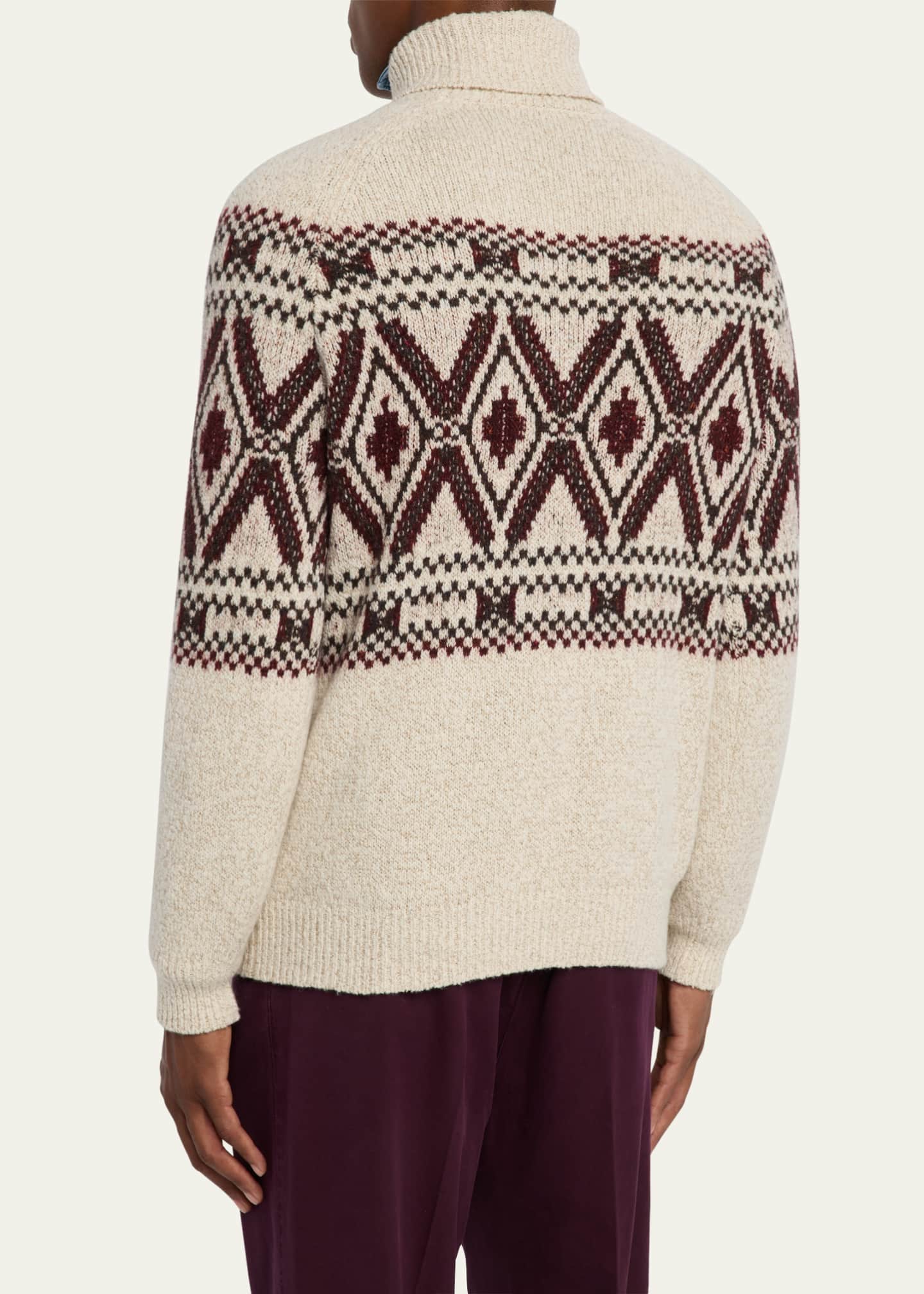 Brunello Cucinelli Men's Mouline Fair Isle Turtleneck Sweater Image 3 of 5