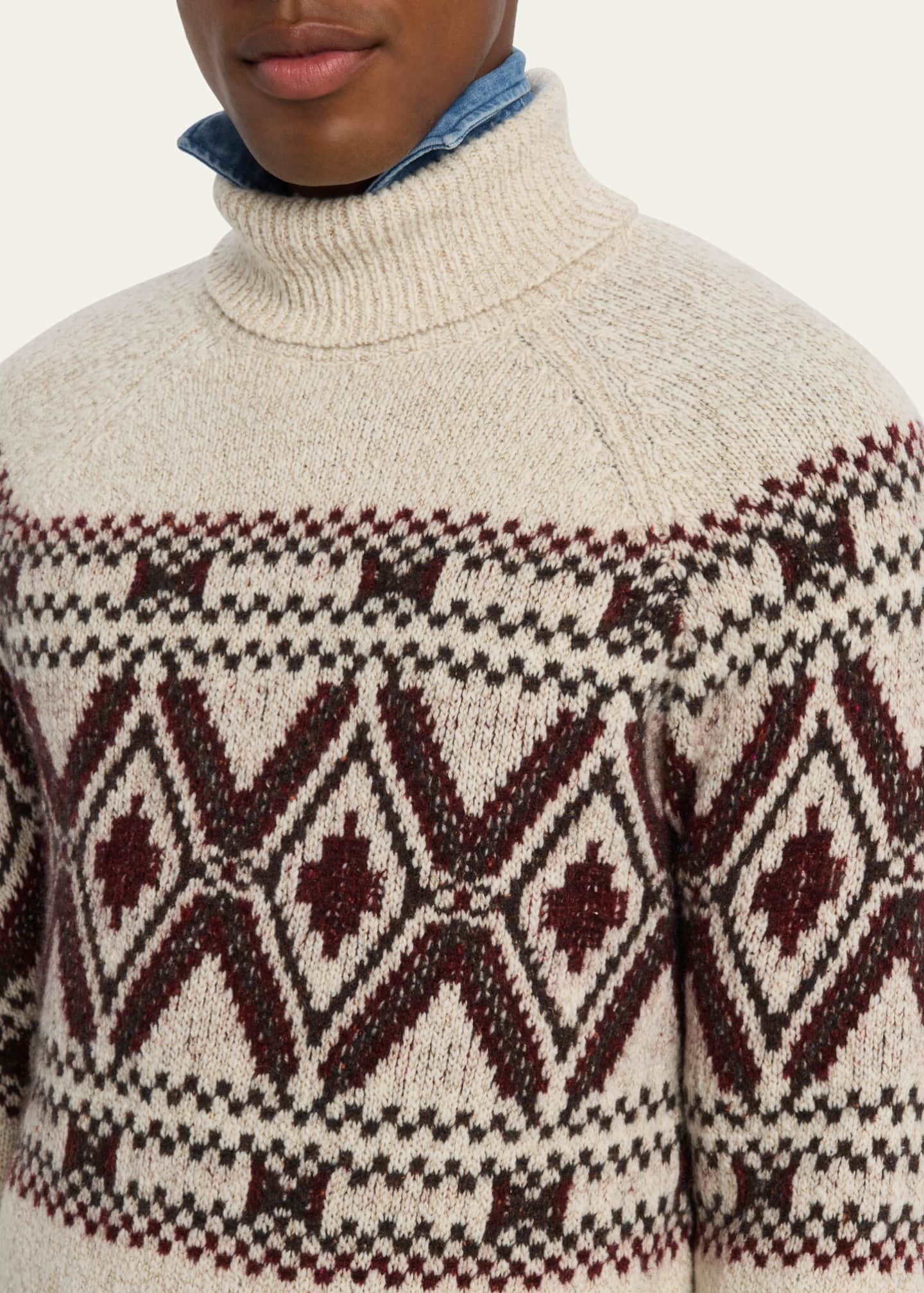 Brunello Cucinelli Men's Mouline Fair Isle Turtleneck Sweater Image 5 of 5