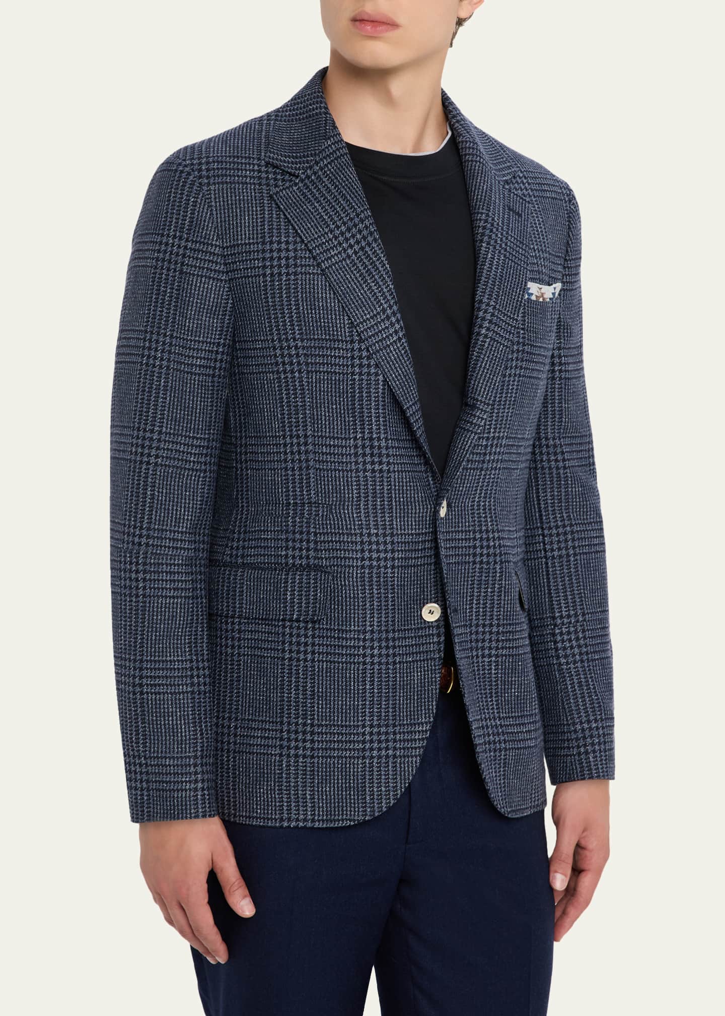 Brunello Cucinelli Men's Alpaca Wool and Silk Plaid Sport Coat Image 3 of 7