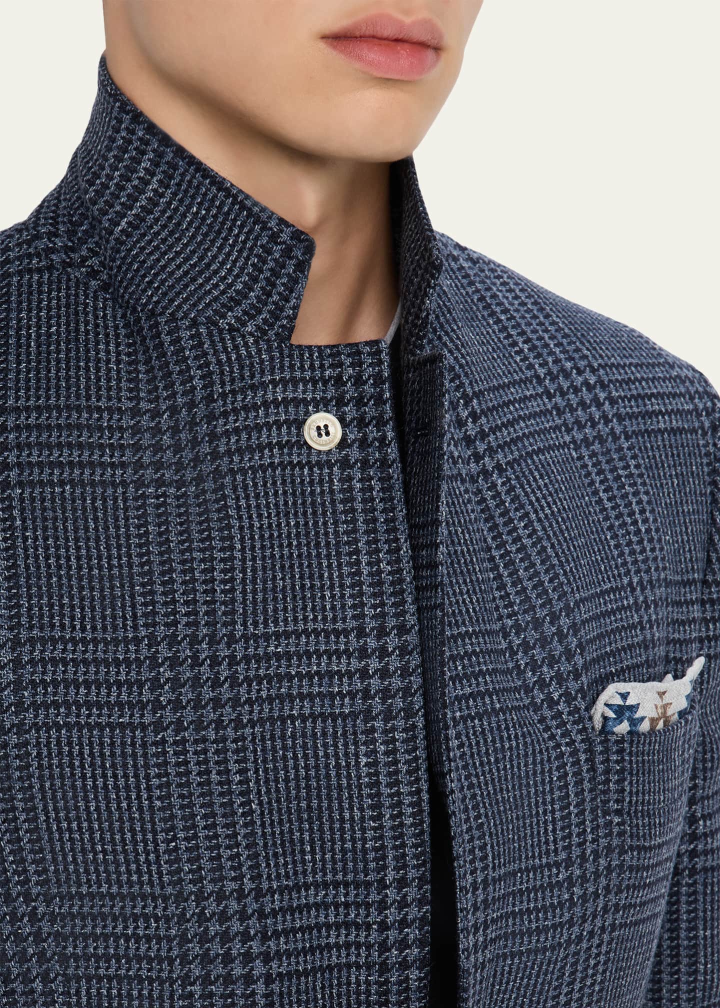 Brunello Cucinelli Men's Alpaca Wool and Silk Plaid Sport Coat Image 6 of 7