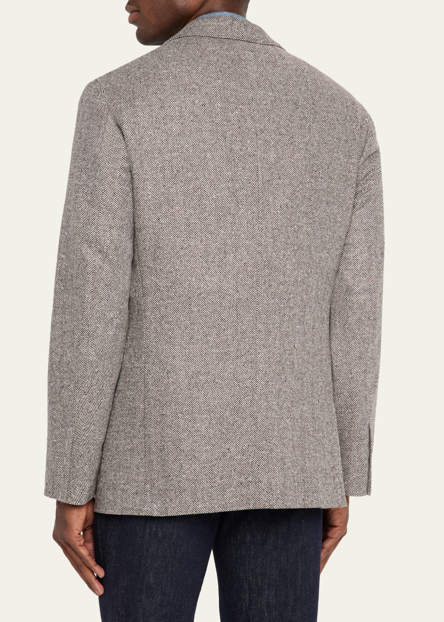 Brunello Cucinelli Men's Wool and Cashmere Herringbone Sport Coat Image 3 of 8