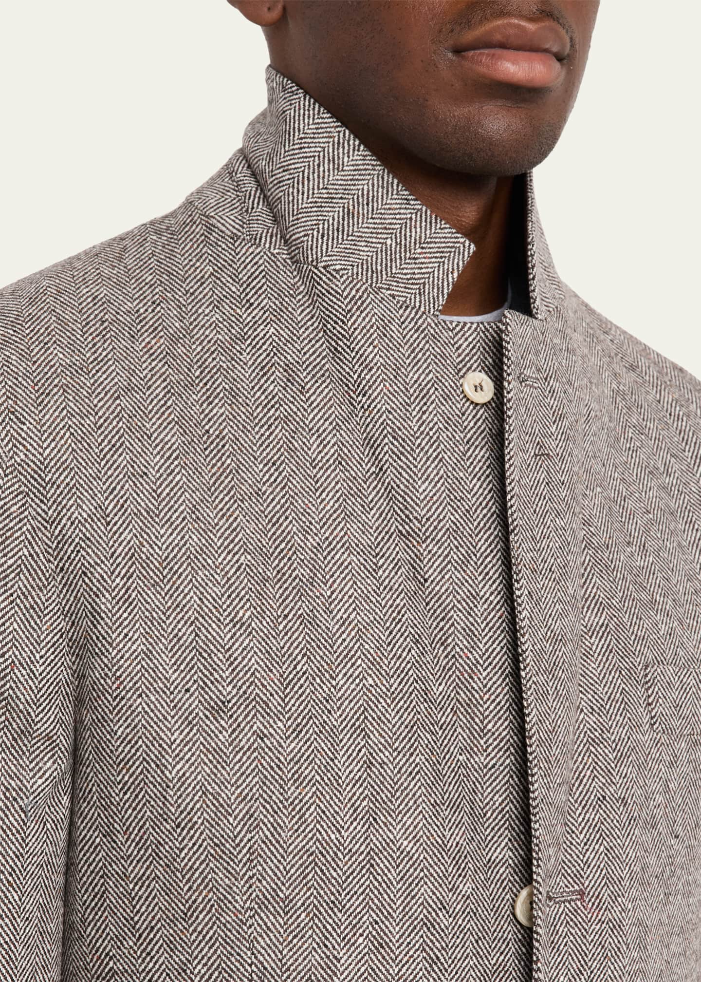 Brunello Cucinelli Men's Wool and Cashmere Herringbone Sport Coat Image 7 of 8