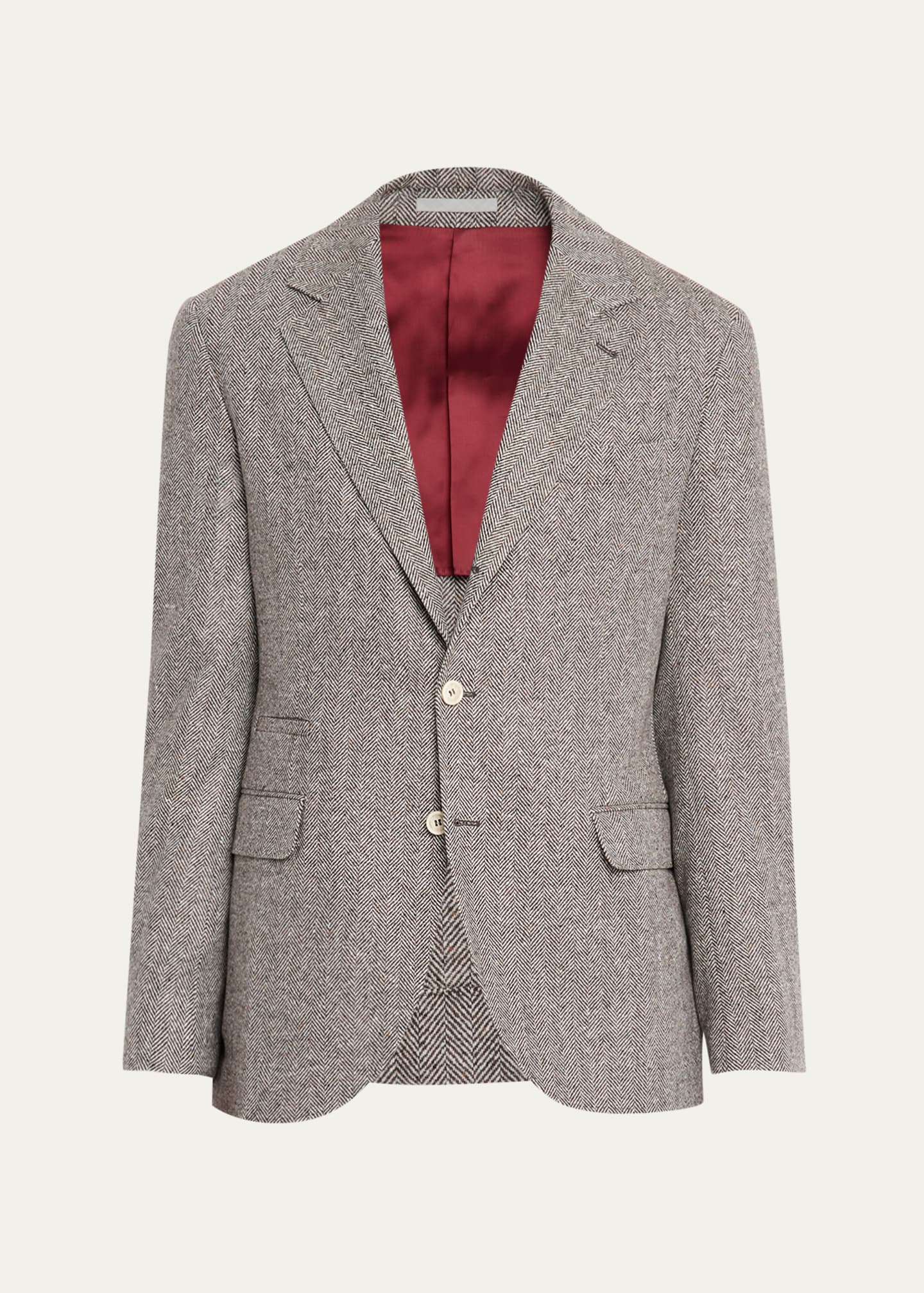Brunello Cucinelli Men's Wool and Cashmere Herringbone Sport Coat Image 1 of 8