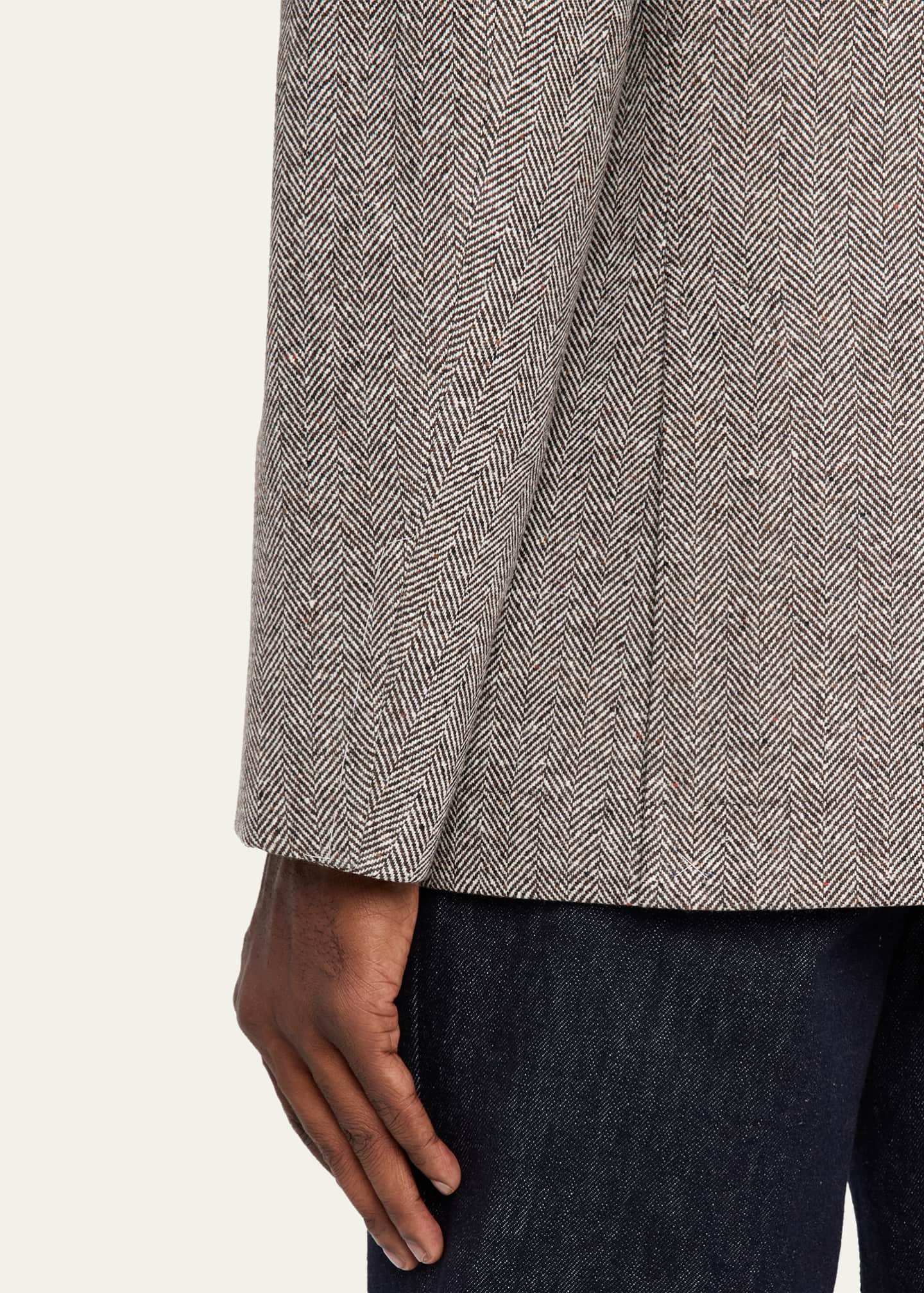 Brunello Cucinelli Men's Wool and Cashmere Herringbone Sport Coat Image 8 of 8