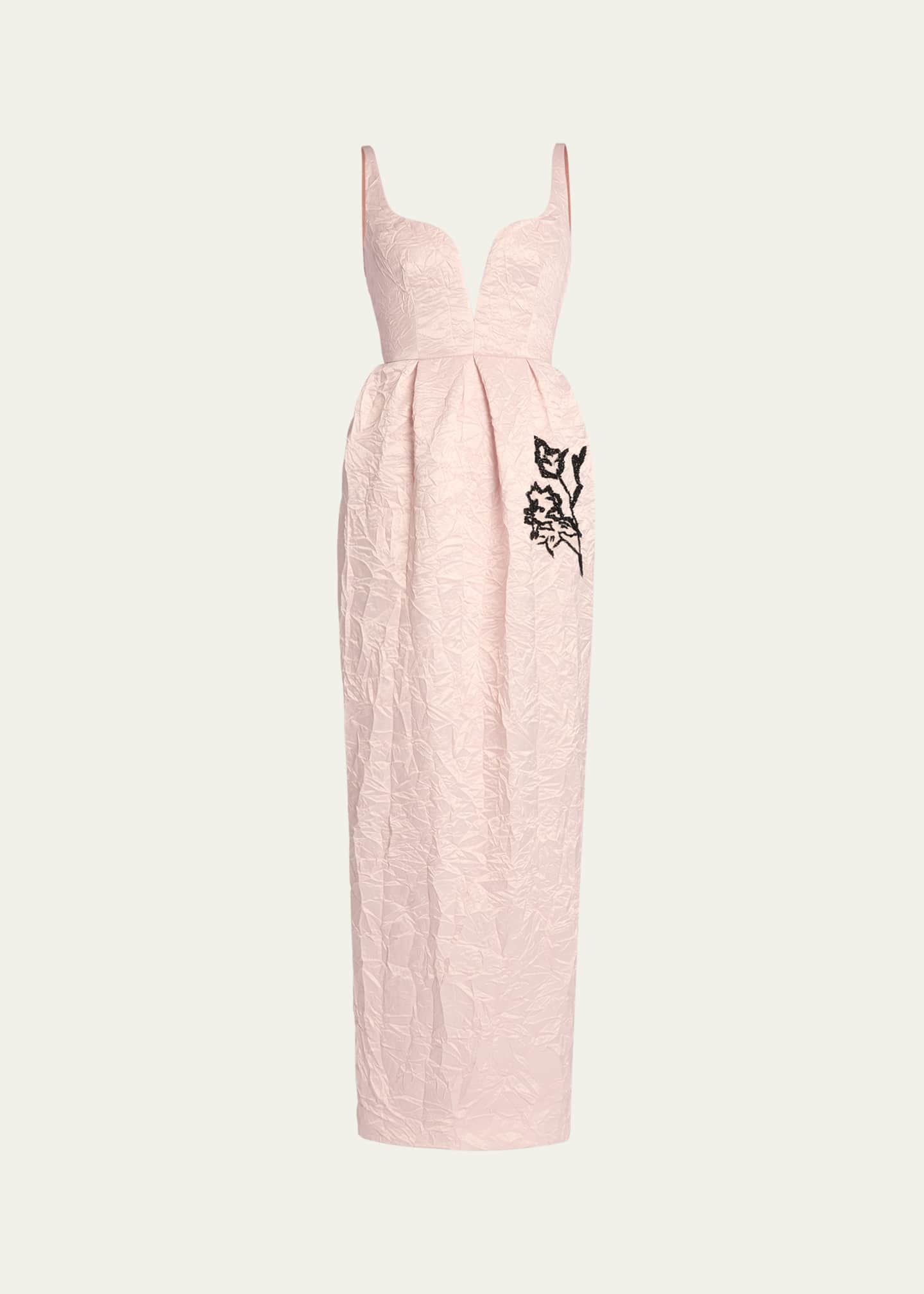Erdem Sleeveless Beaded Crinkled Sweetheart Gown