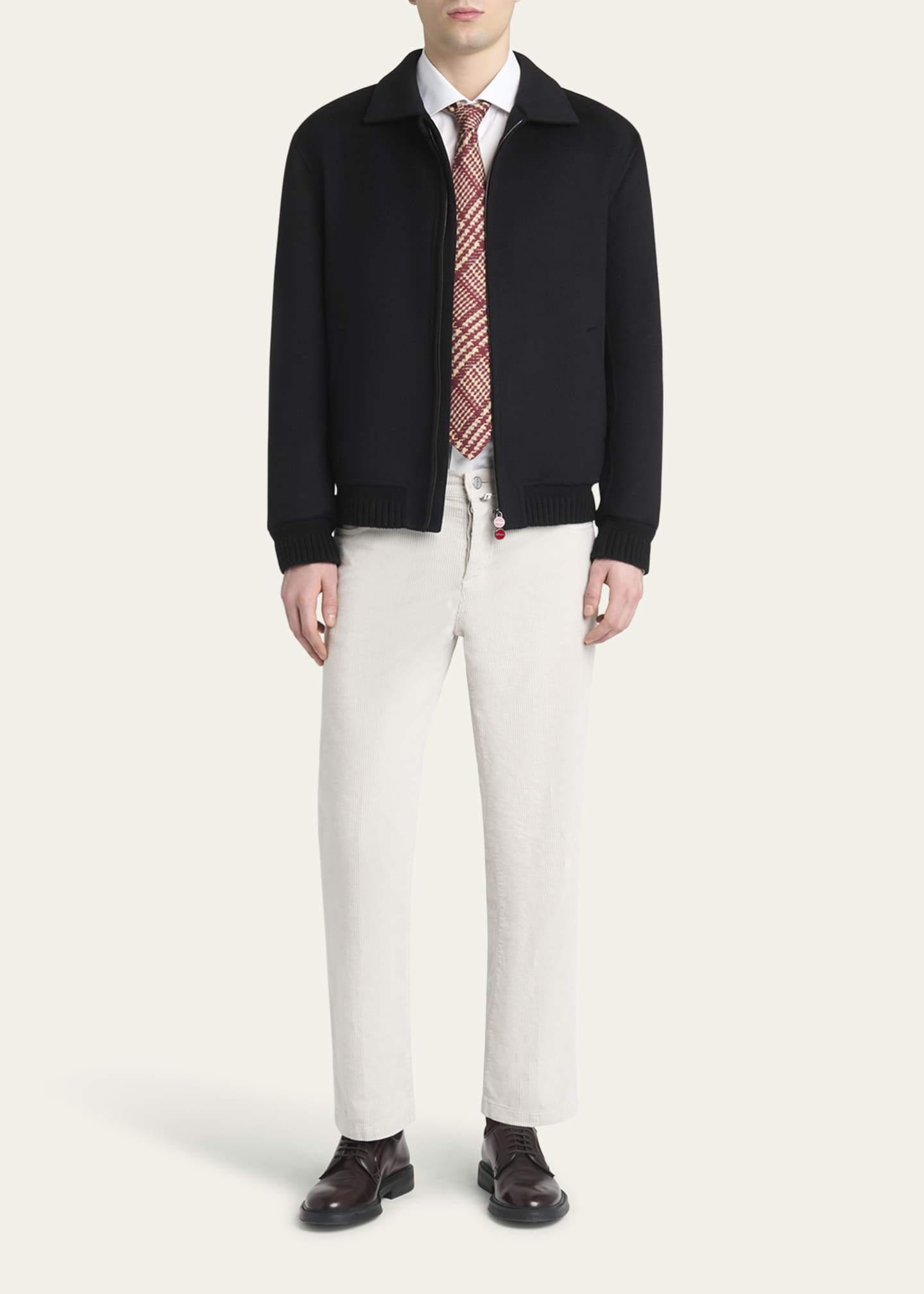 Kiton Men's Wool and Cashmere Full-Zip Bomber Jacket Image 2 of 5