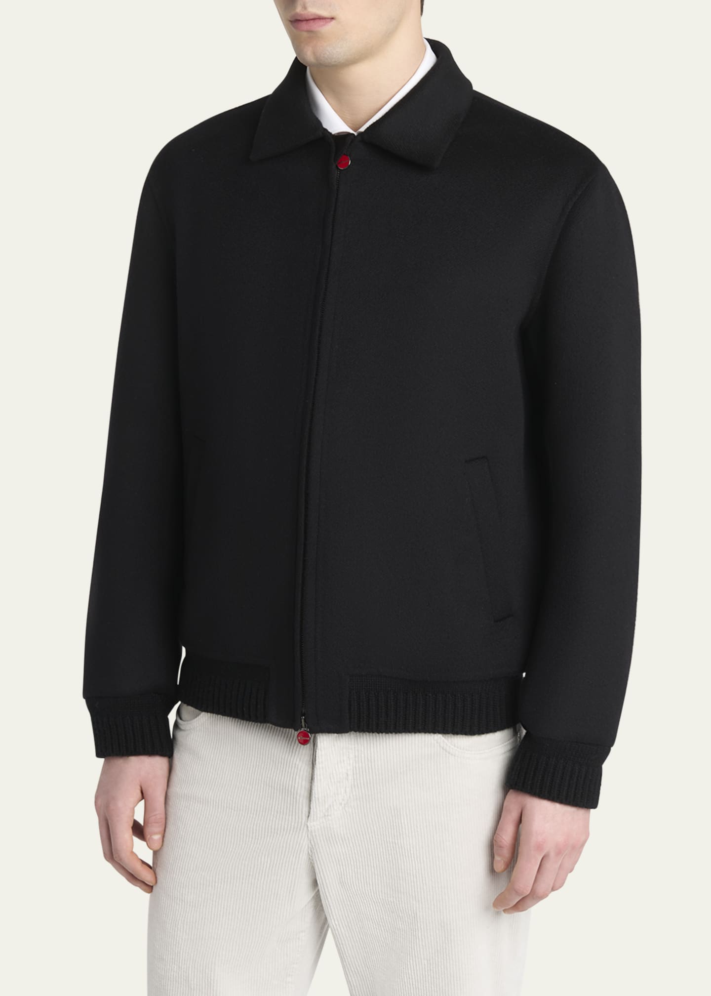 Kiton Men's Wool and Cashmere Full-Zip Bomber Jacket Image 4 of 5