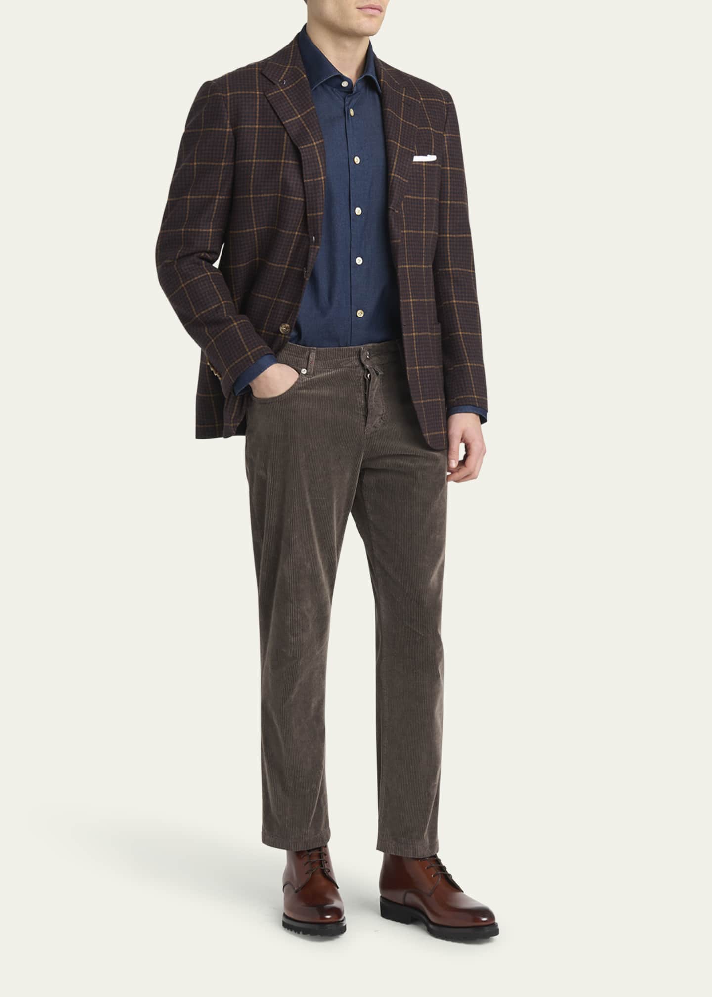 Kiton Men's Cotton Stretch Straight Leg Five-Pocket Pants Image 2 of 5