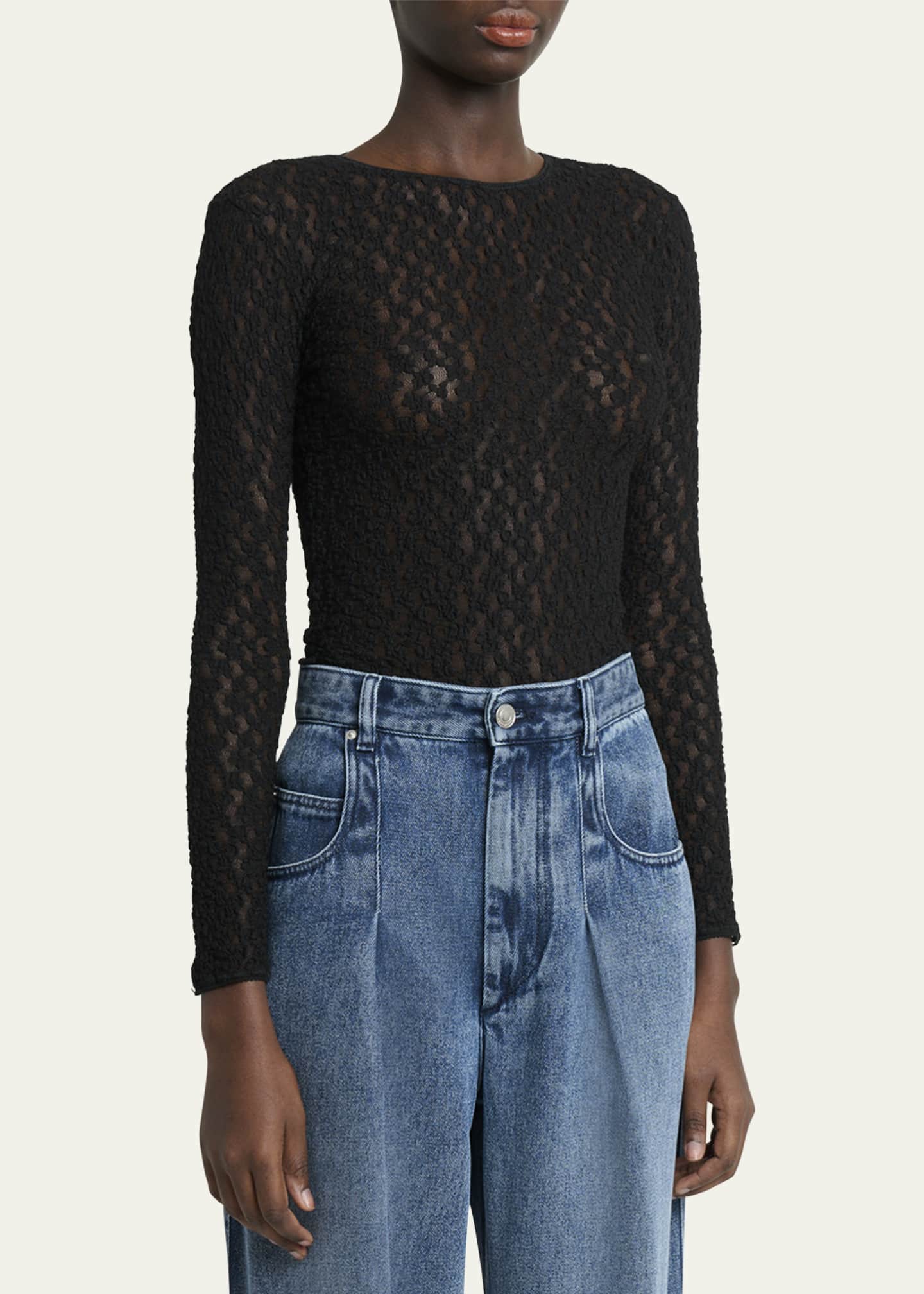 Tシャツ・カットソー ISABEL MARANT GAELLE LONG-SLEEVE TOP IN STRETCH LACE Women's Gaelle lace top | ISABEL MARANT | 24S