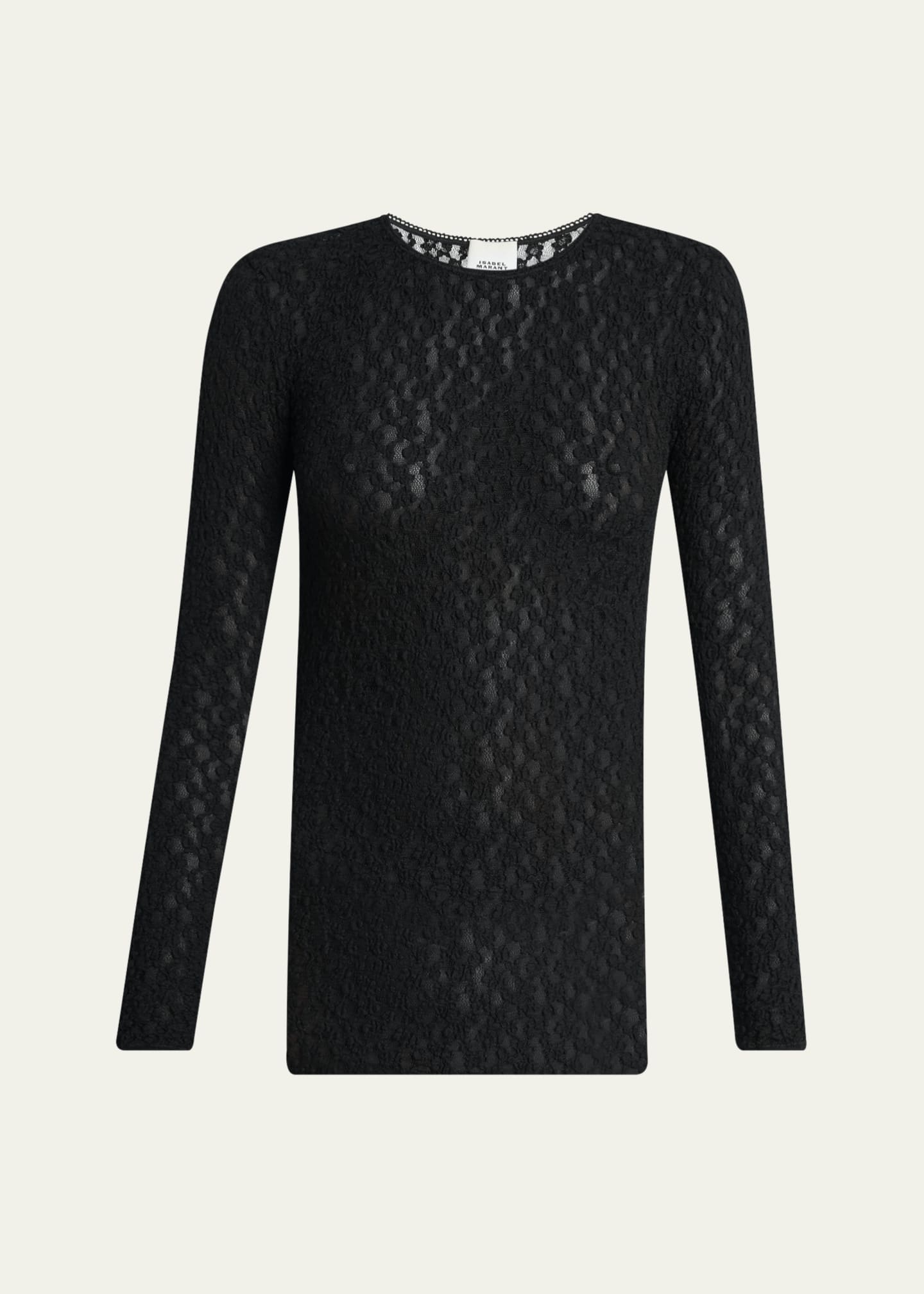 Tシャツ・カットソー ISABEL MARANT GAELLE LONG-SLEEVE TOP IN STRETCH LACE Isabel Marant Gaelle Floral Stretch Lace Top - Bergdorf Goodman