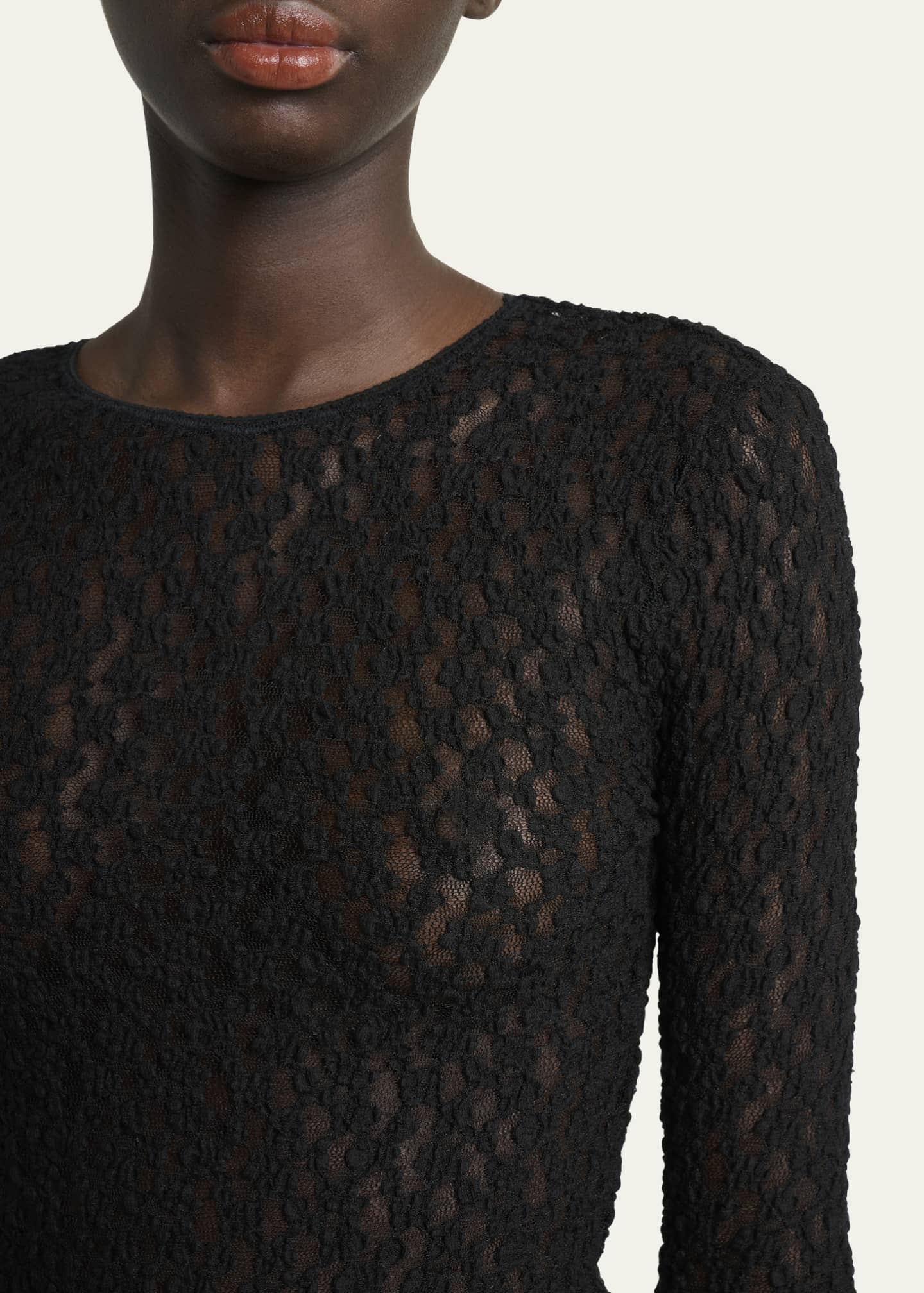 Tシャツ・カットソー ISABEL MARANT GAELLE LONG-SLEEVE TOP IN STRETCH LACE Isabel Marant Gaelle Floral Stretch Lace Top - Bergdorf Goodman