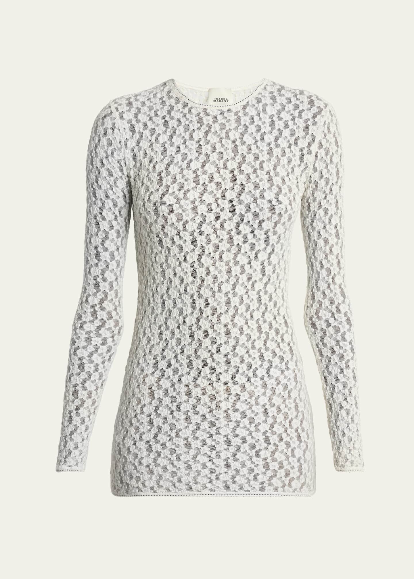 Tシャツ・カットソー ISABEL MARANT GAELLE LONG-SLEEVE TOP IN STRETCH LACE Isabel Marant Gaelle Stretch Lace Top | Nordstrom