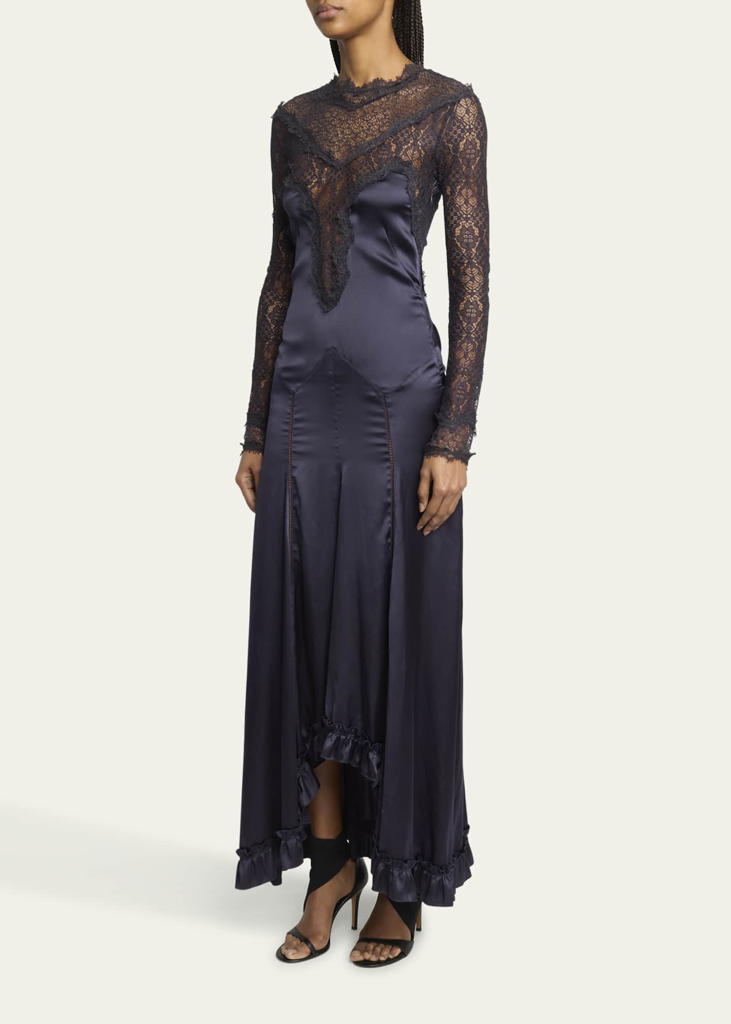 Isabel Marant Dolores Lacy Satin Dress Image 4 of 5