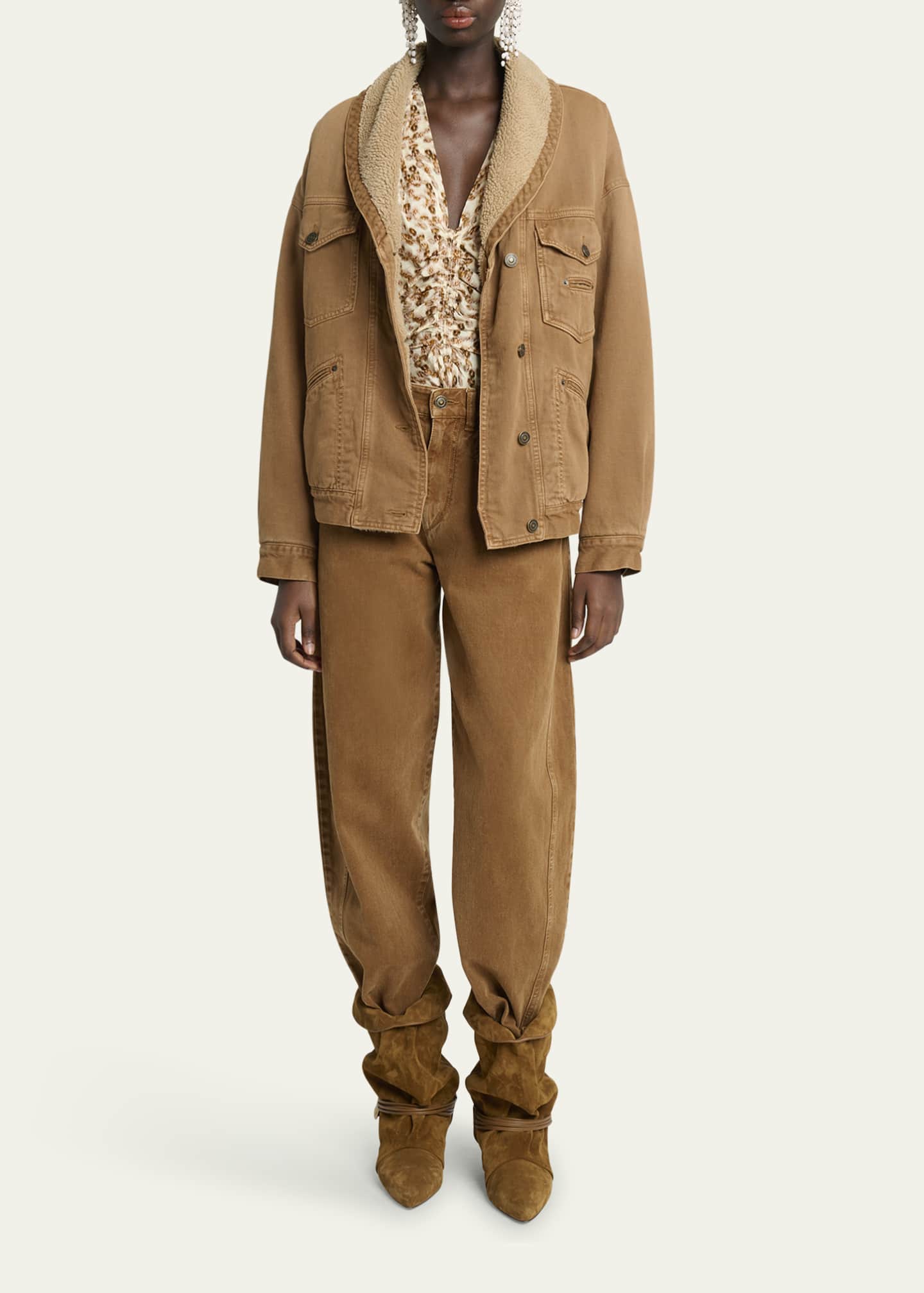 Isabel Marant Pimia Faux-Fur Lined Denim Jacket - Bergdorf