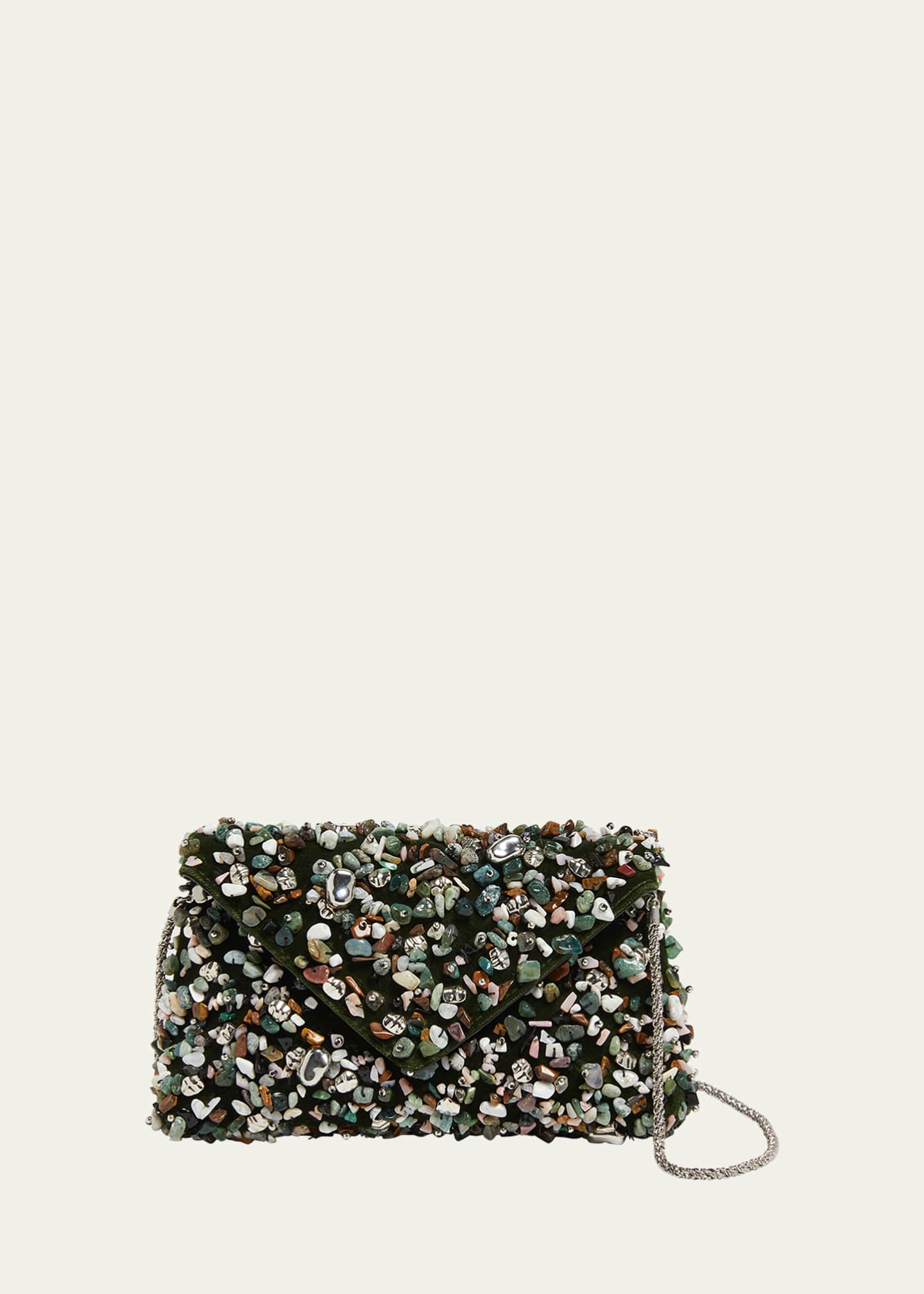 Dries Van Noten Stone-Embellished Envelope Clutch Bag Image 1 of 4