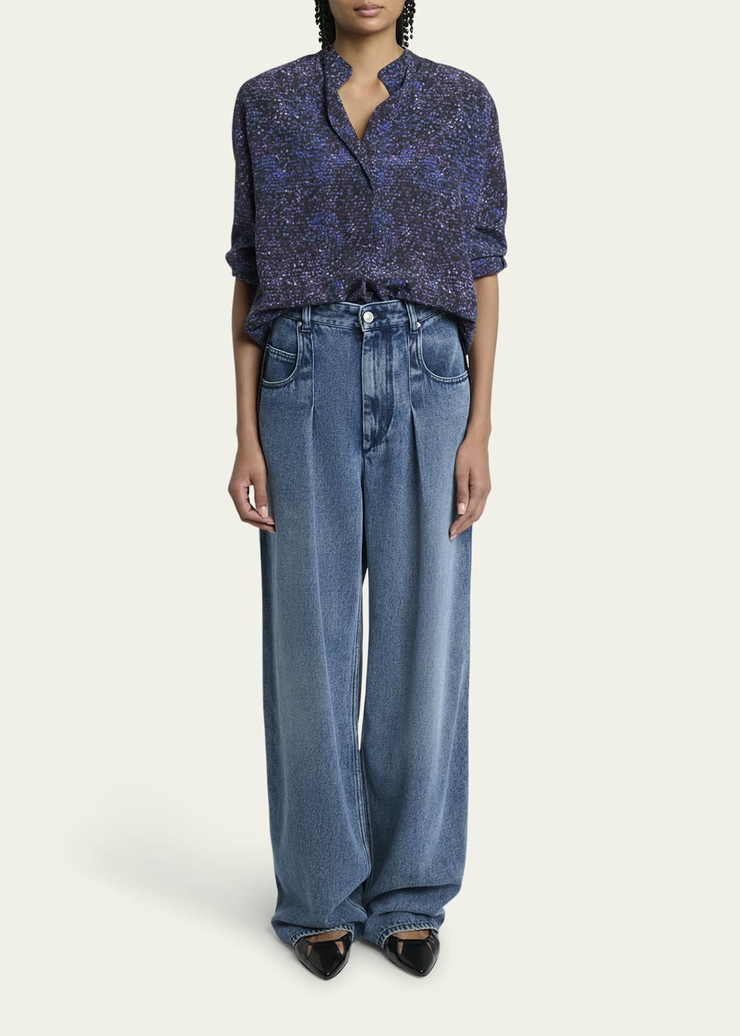 Isabel Marant Rodayna Wide Leg Fluid Denim Pants - Bergdorf Goodman