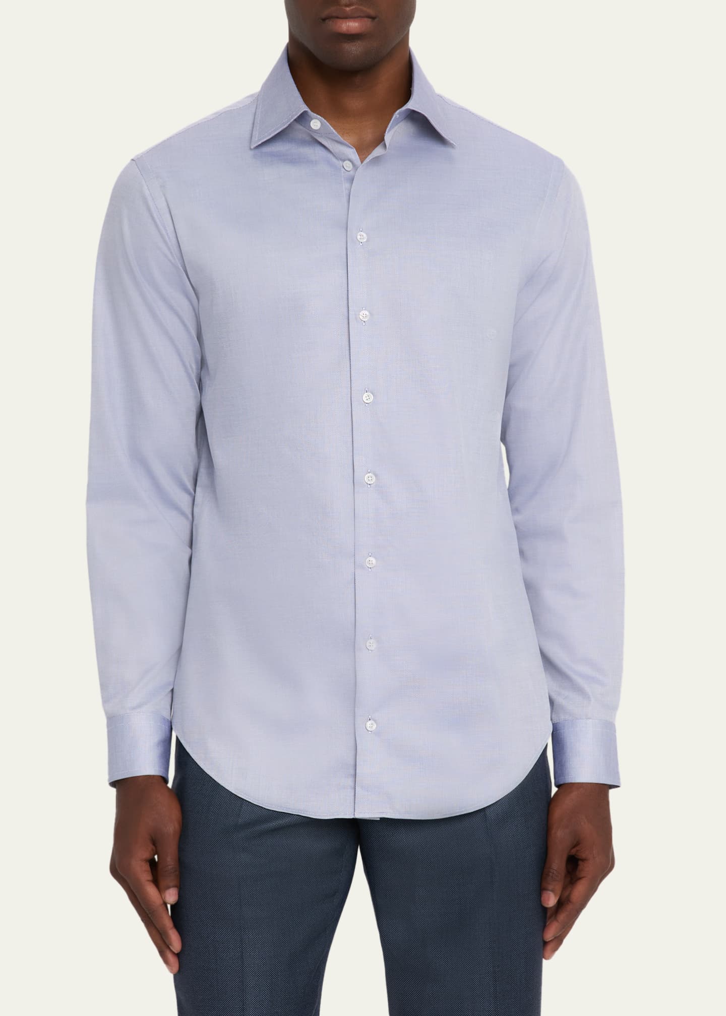 Giorgio Armani Men's Cotton Micro-Dot Dress Shirt Image 4 of 5