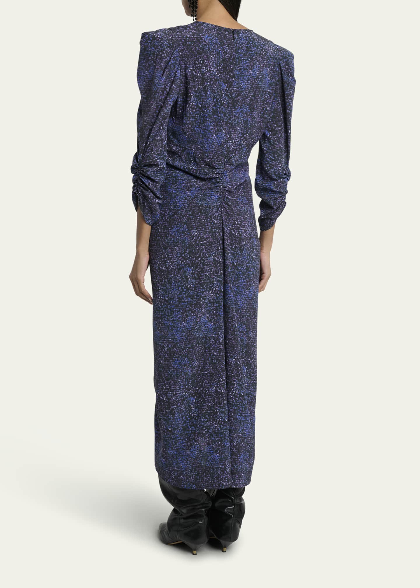 Albini Mosaic Ruched Stretch Silk Dress